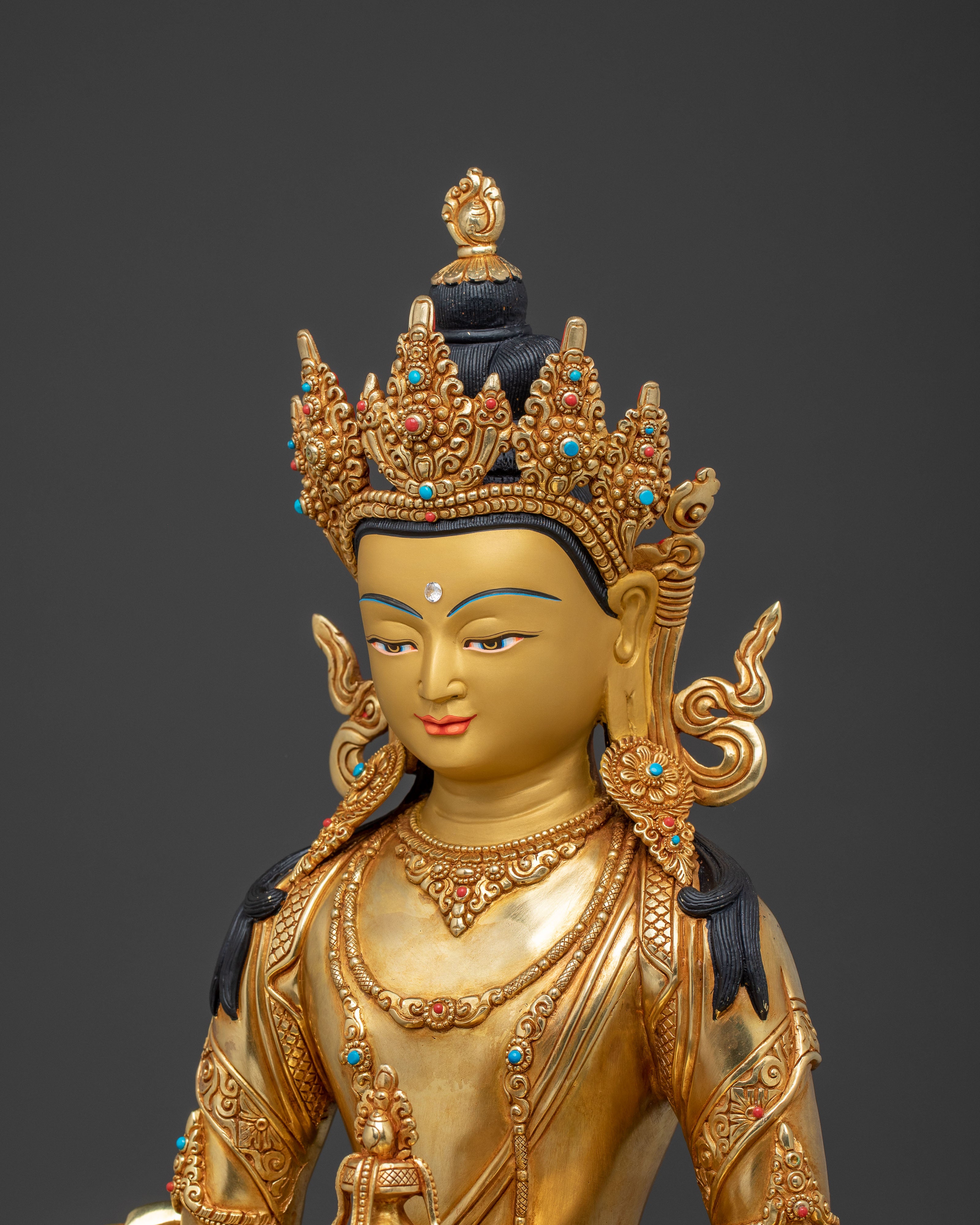 Amitayus Statue for Longevity – Hand-Gilded Copper