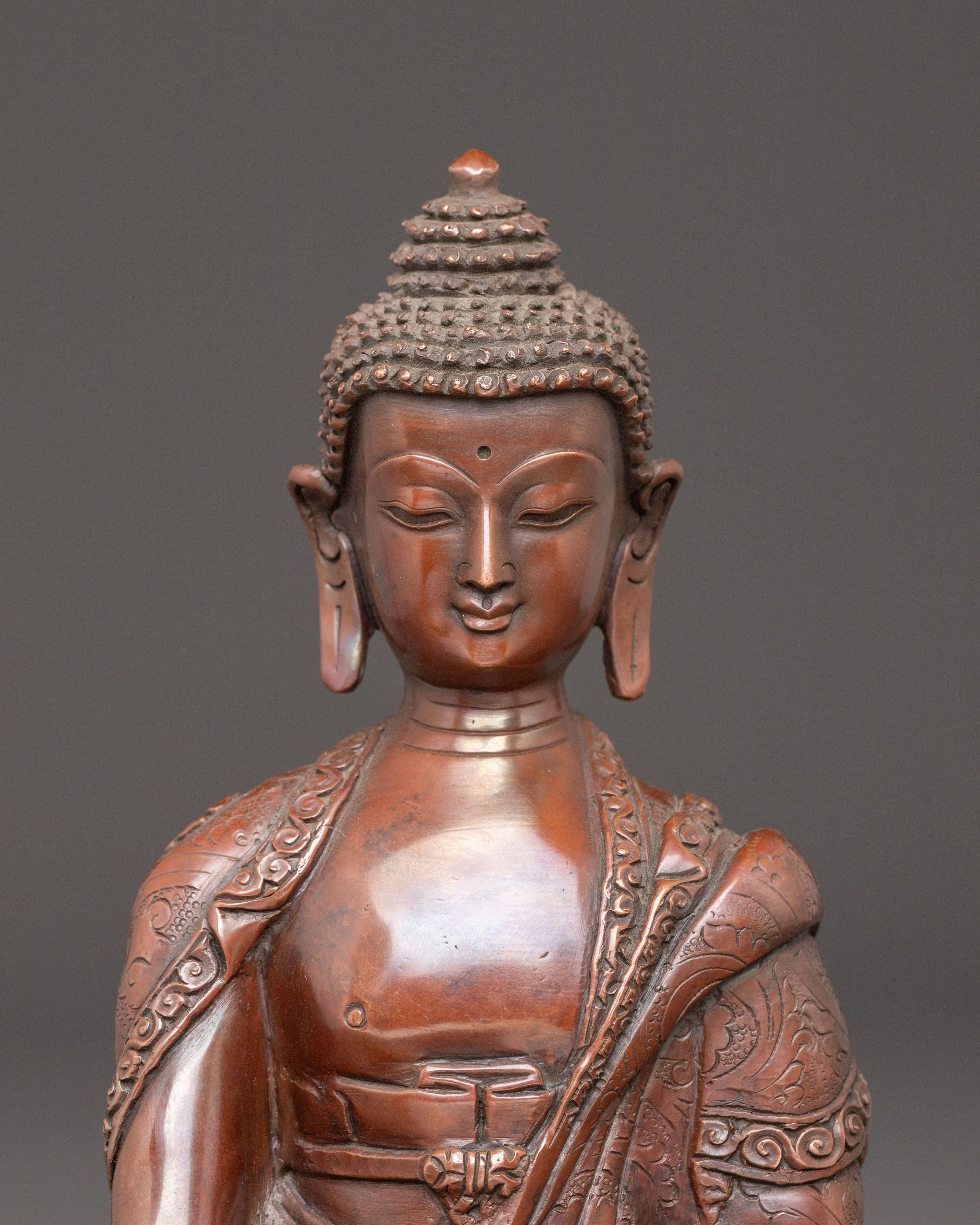 Buddha Shakyamuni, Handcrafted Copper Statue | Enlightenment Symbol