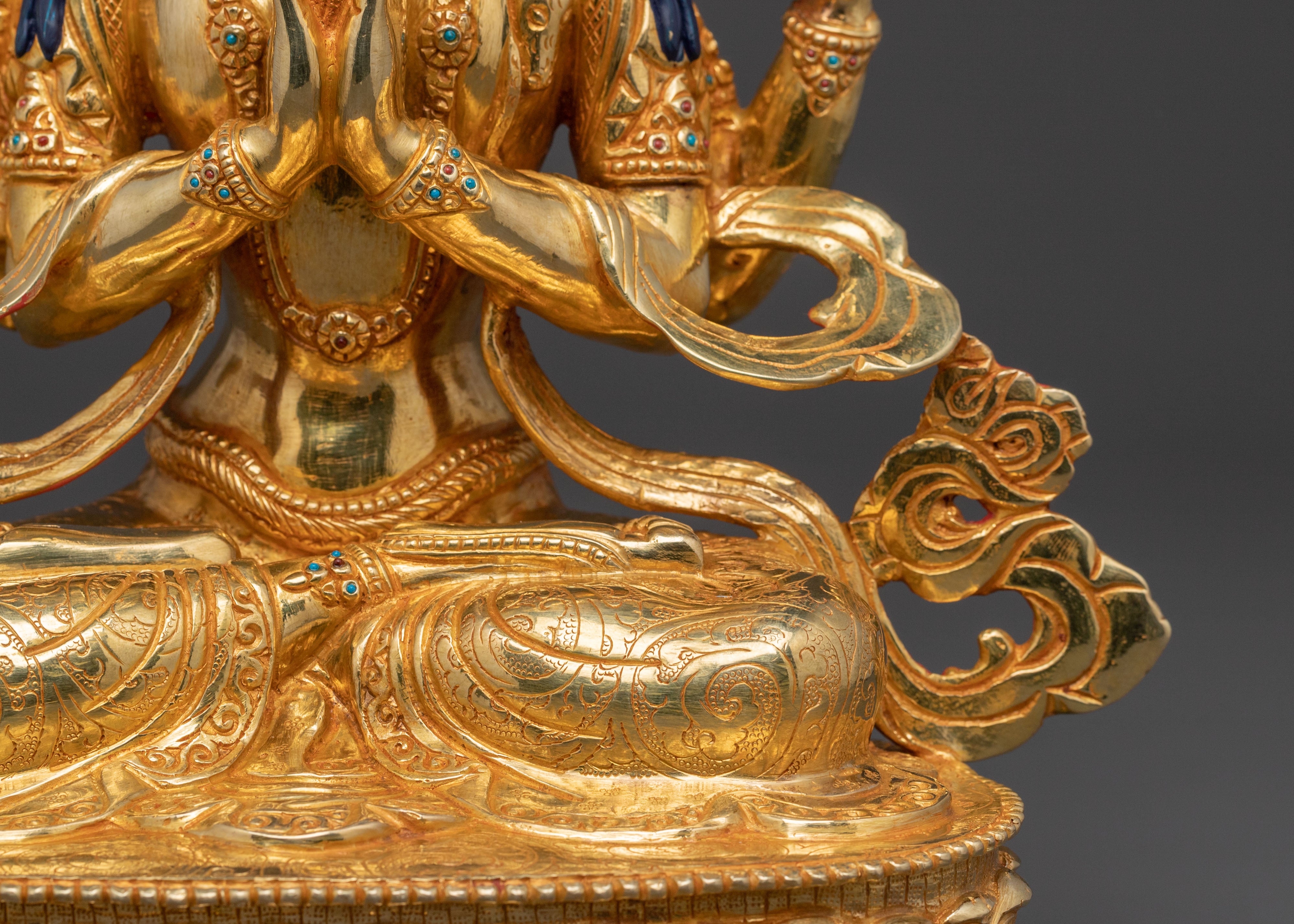 Handcrafted Blessing Statue of Chenrezig | Compassion Deity Sculpture