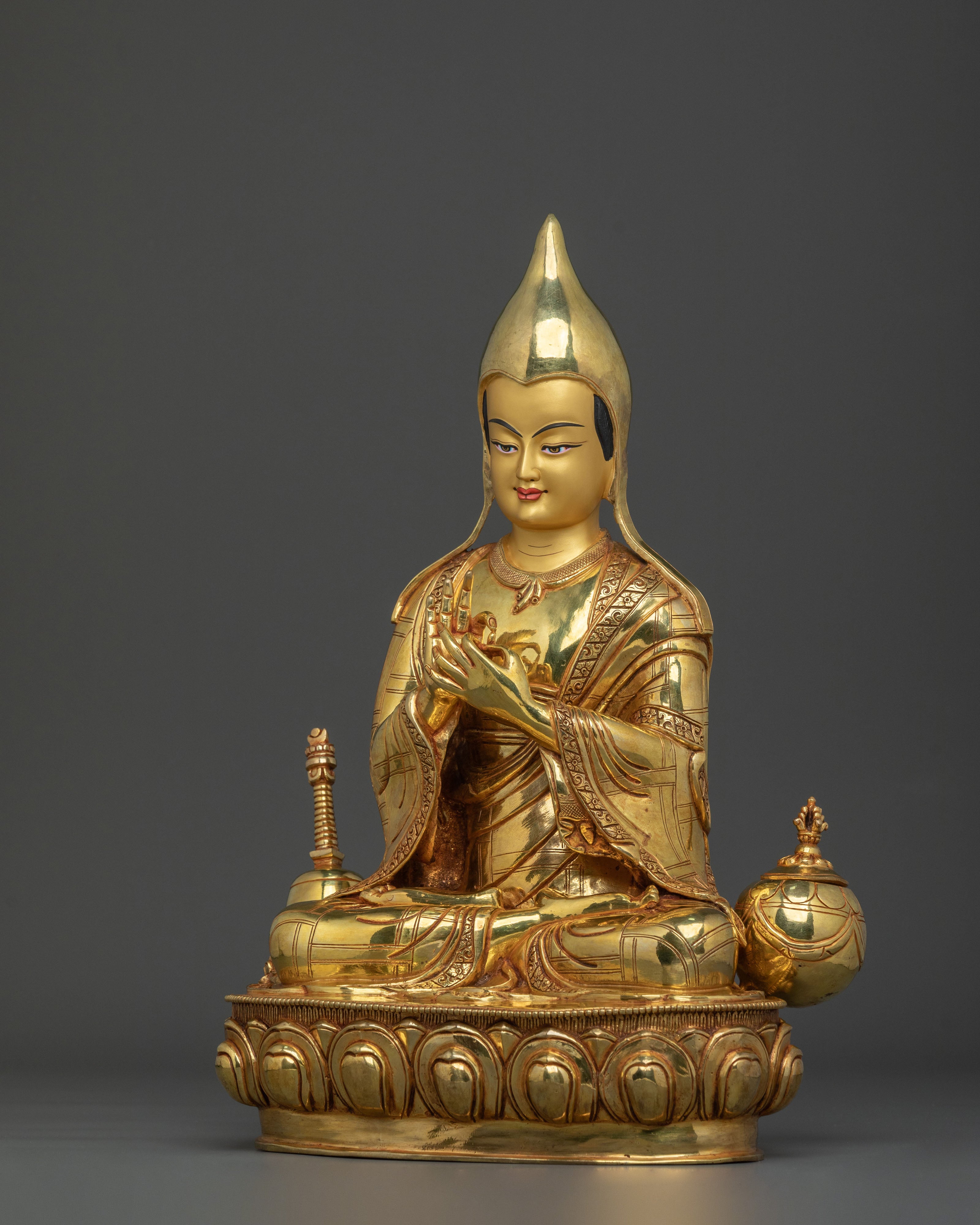Atisa Sculpture | 24K Gold Gilded Buddhist Master