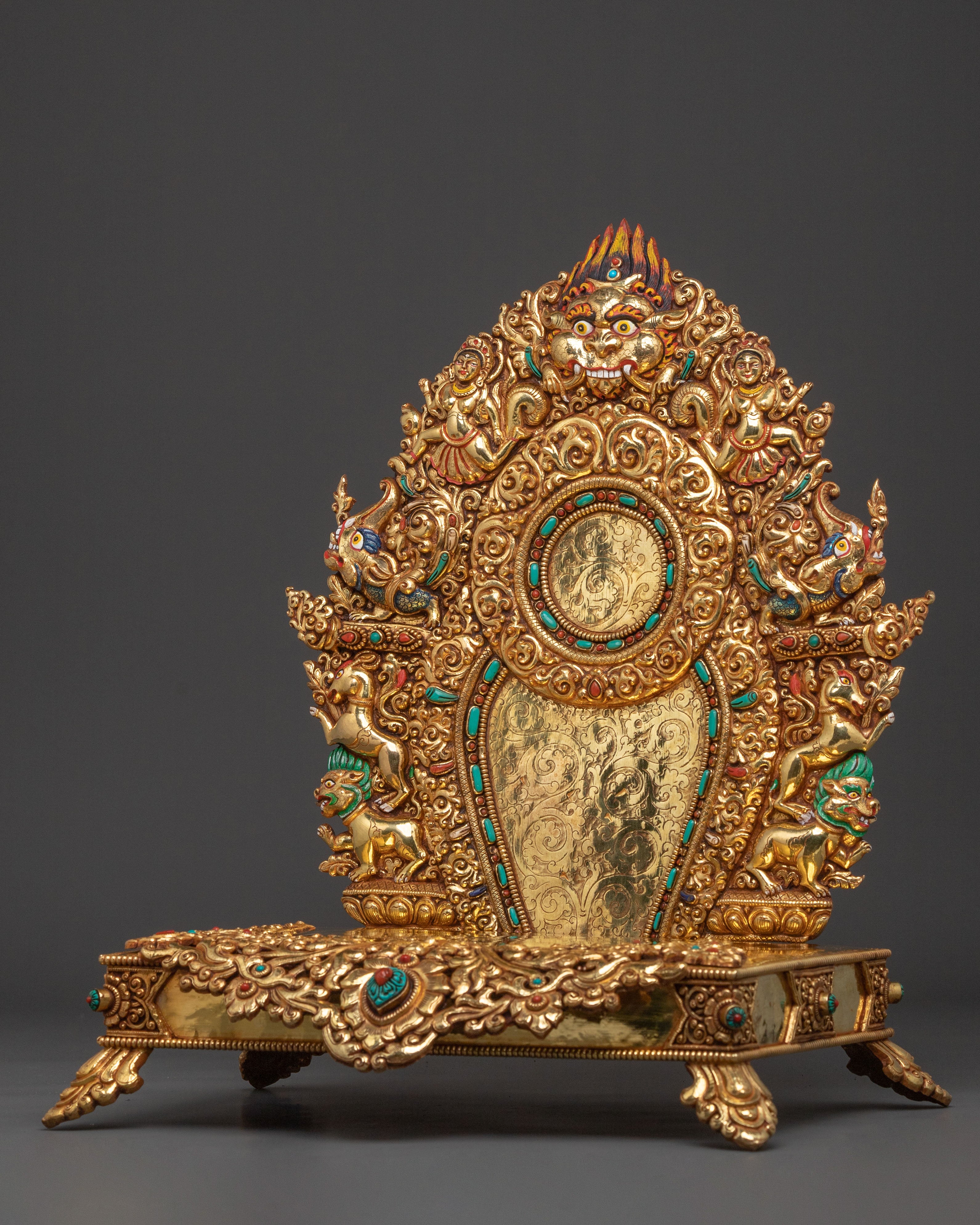 Handcrafted 24K Gold Gilded Throne: Sacred Pedestal