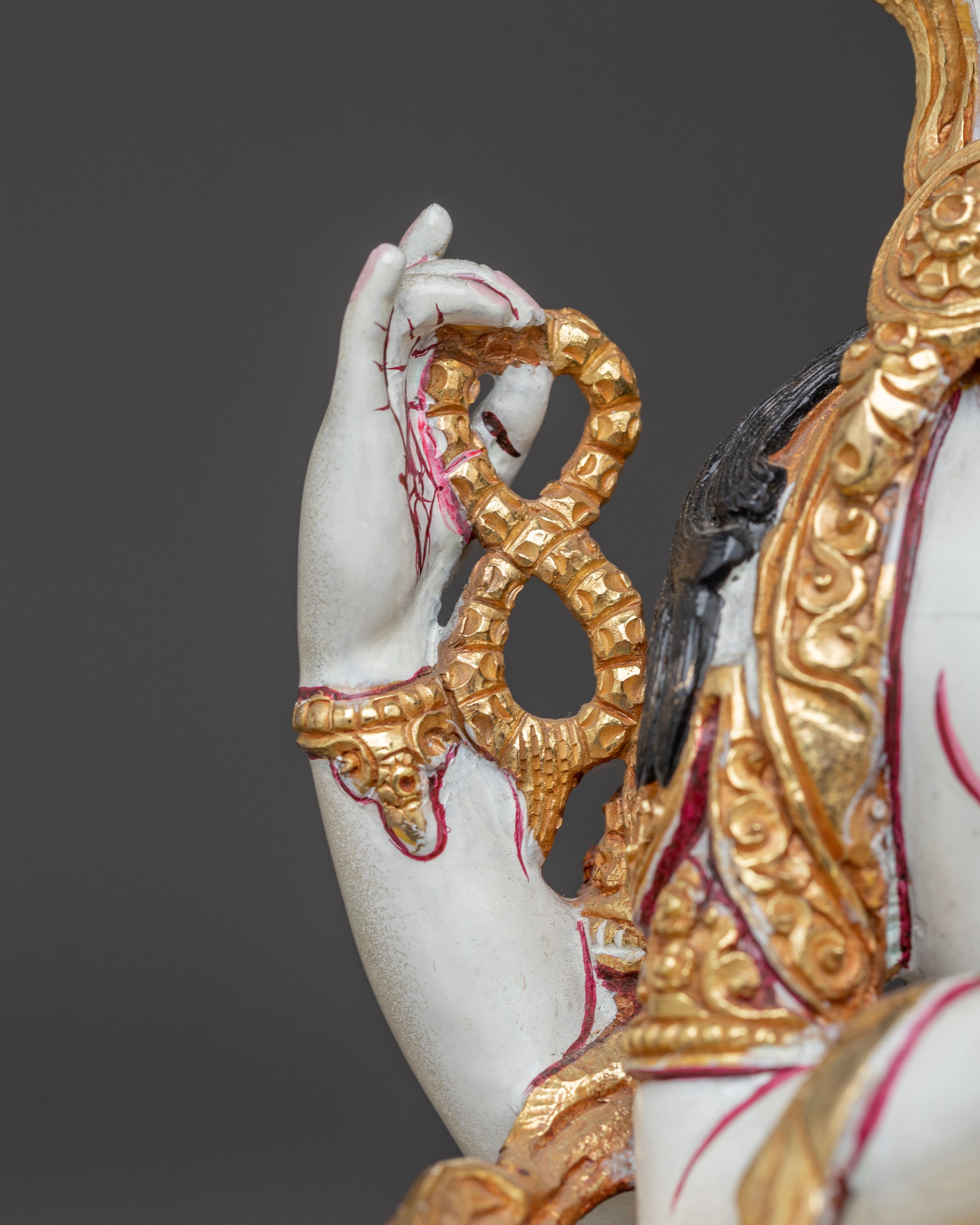 Chenrezig Bodhisattva Golden Statue | Handcrafted Nepalese Copper Sculpture