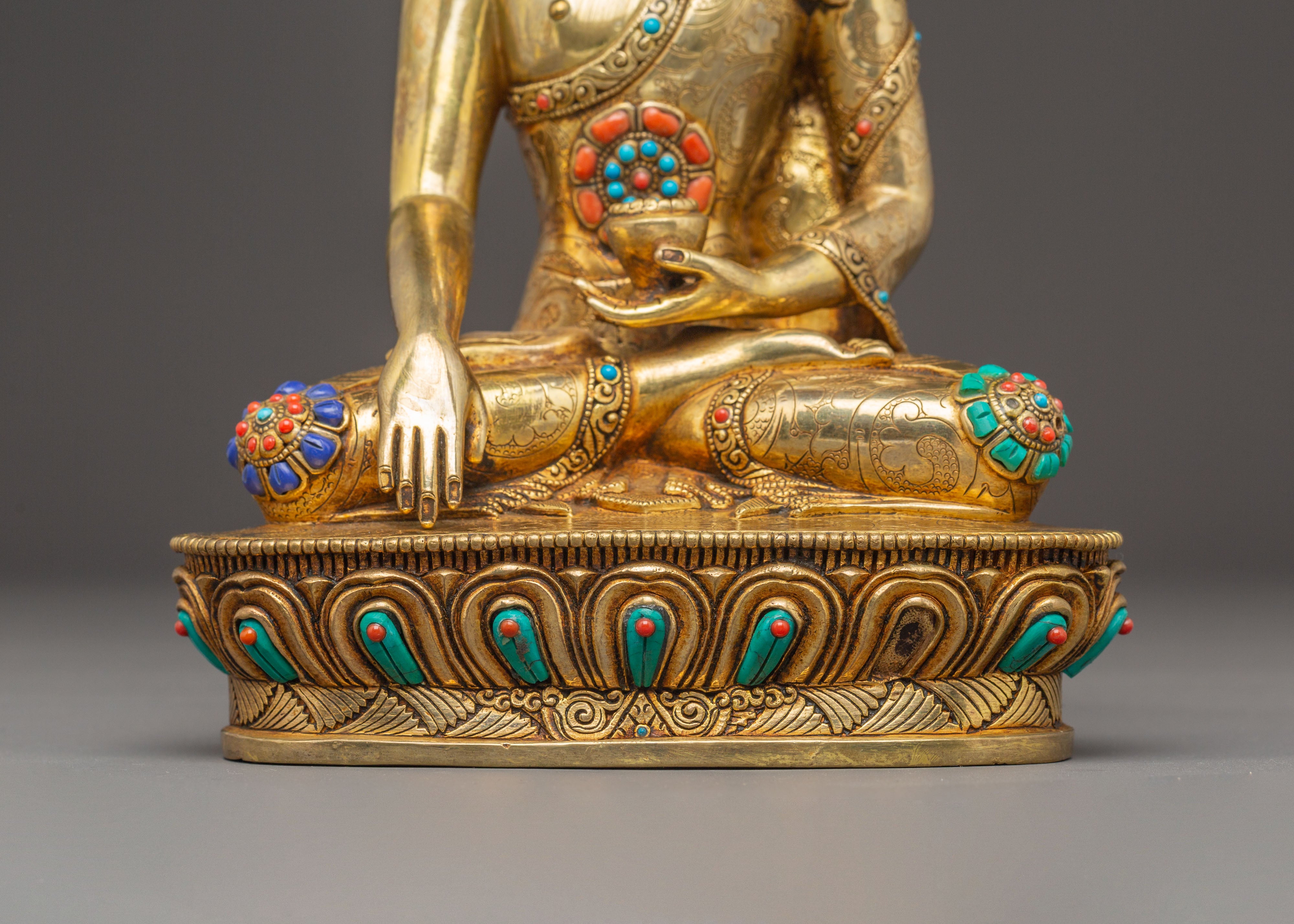 Handmade Golden Historical Shakyamuni Buddha Statue