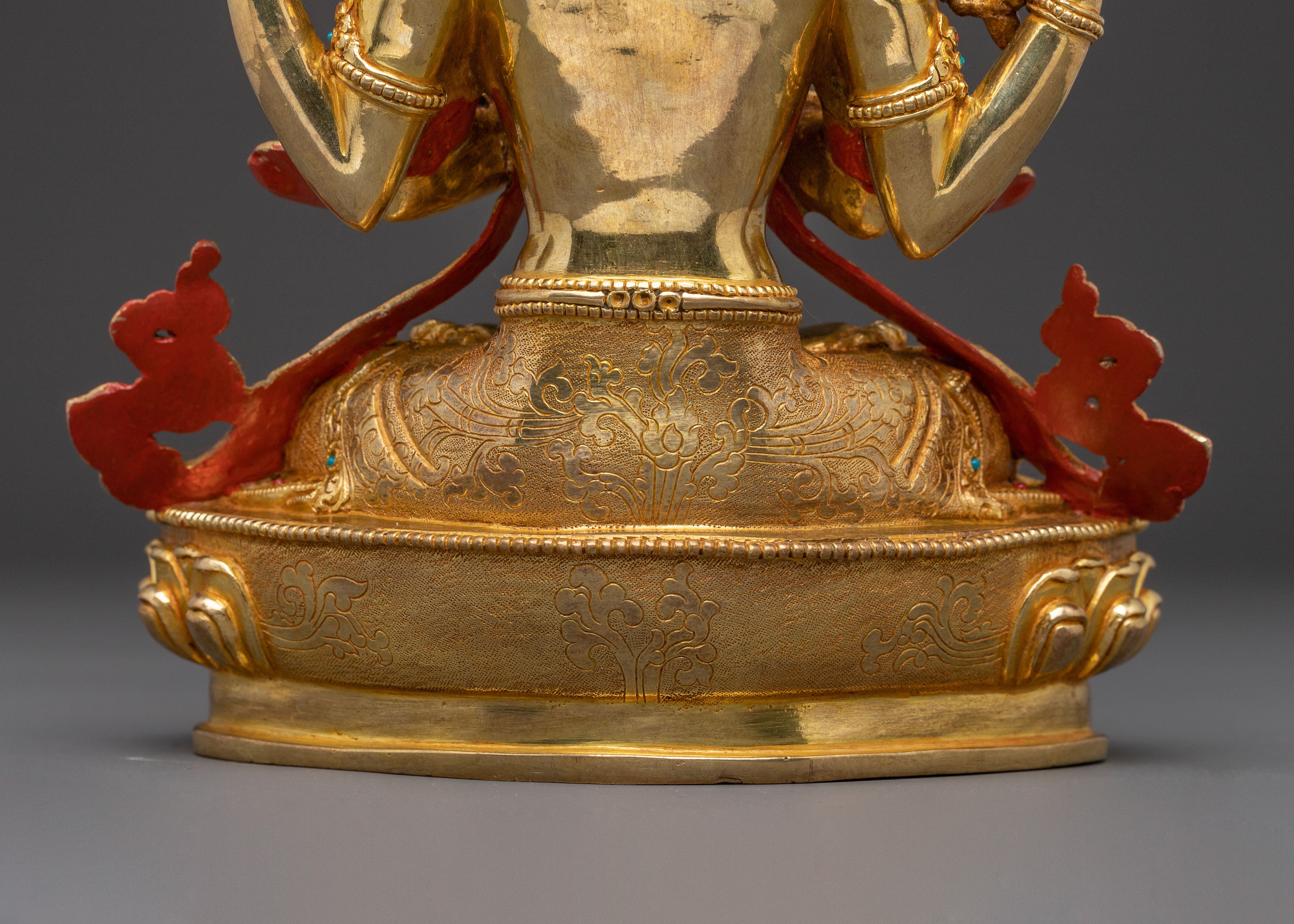 24K Gold Gilded Copper Statue of Chenrezig – Exquisite Nepali Art