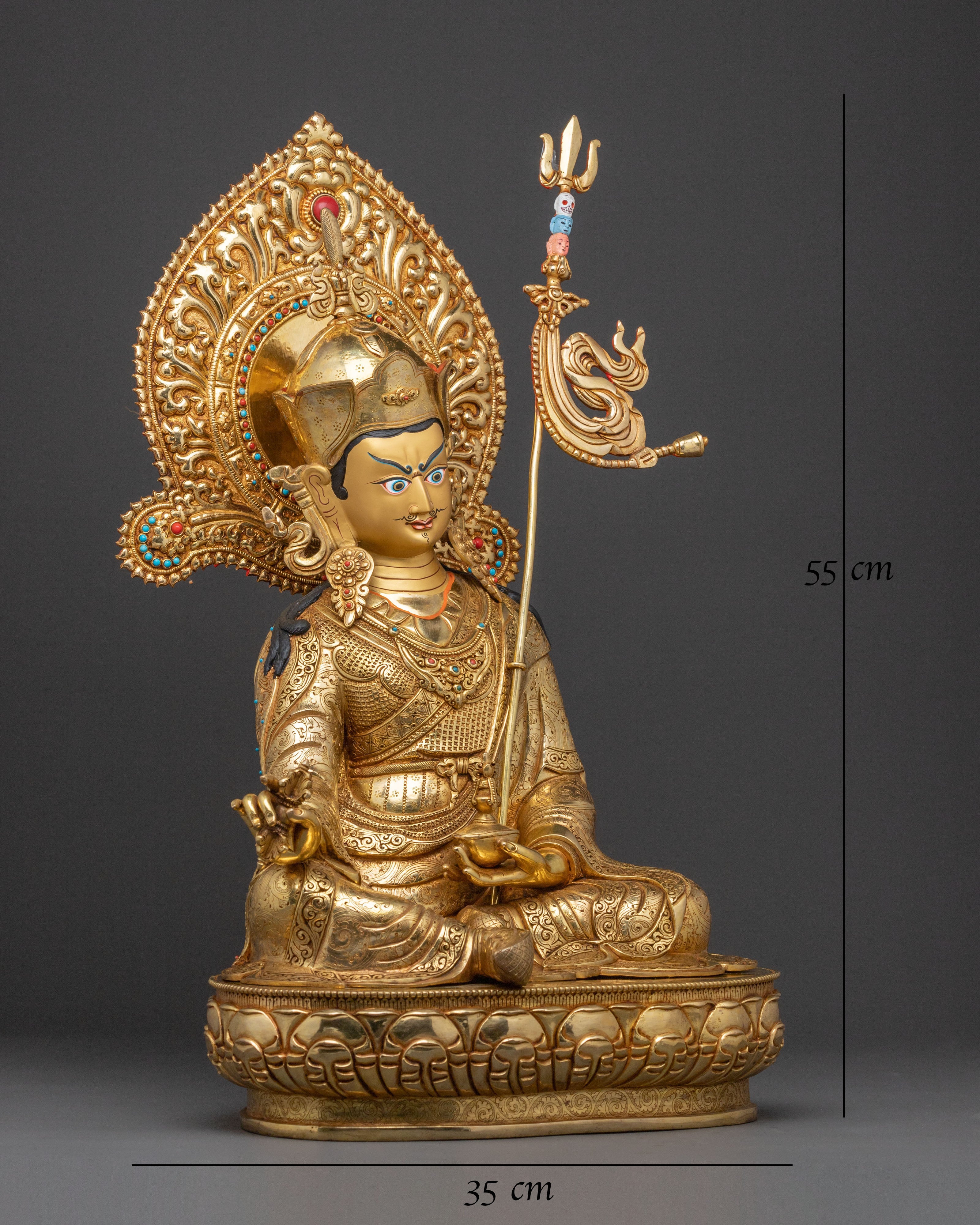 The Lotus Born Guru Rinpoche Spiritual Statue – 24K Gold Gilded Art