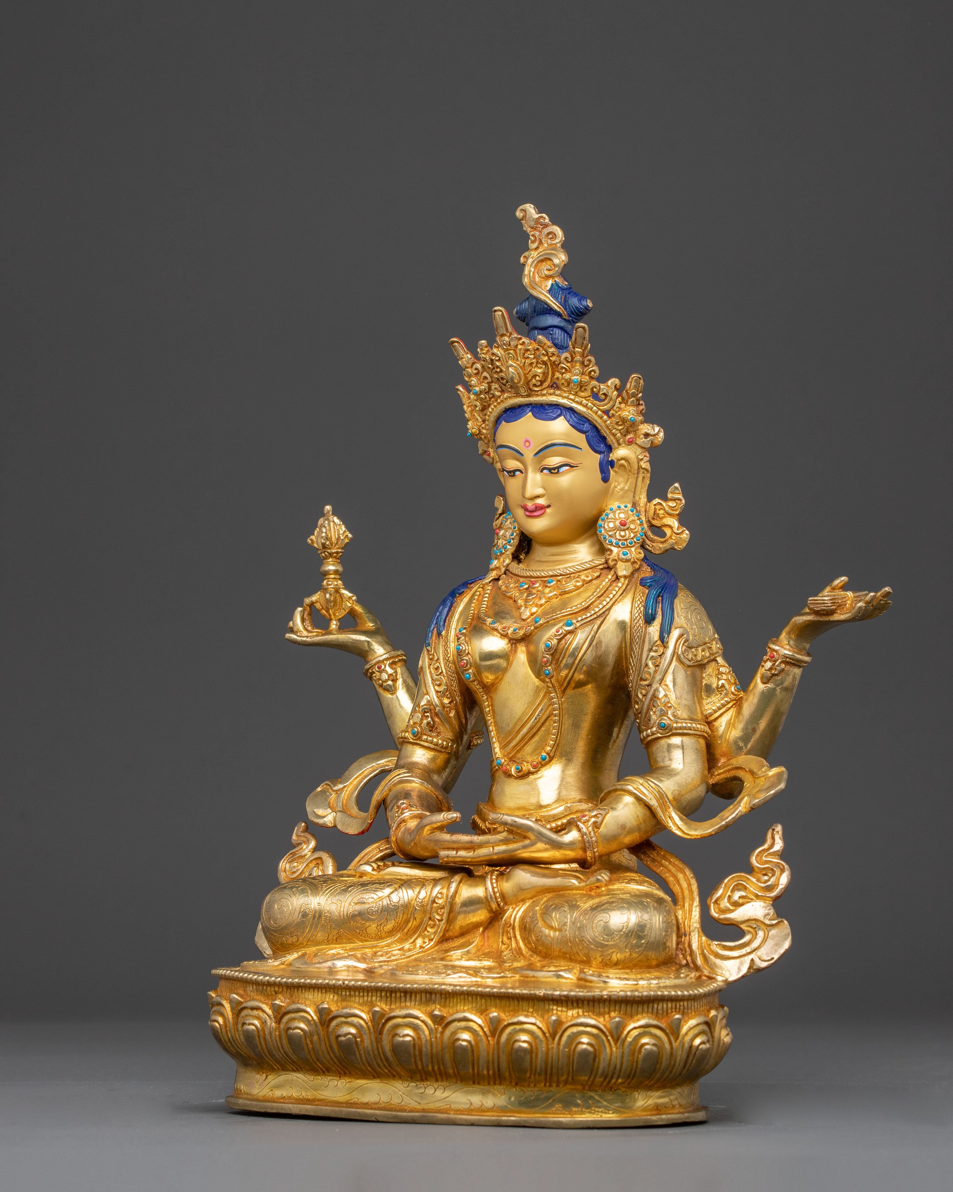24K Gold Gilded Prajna Paramita Copper Statue