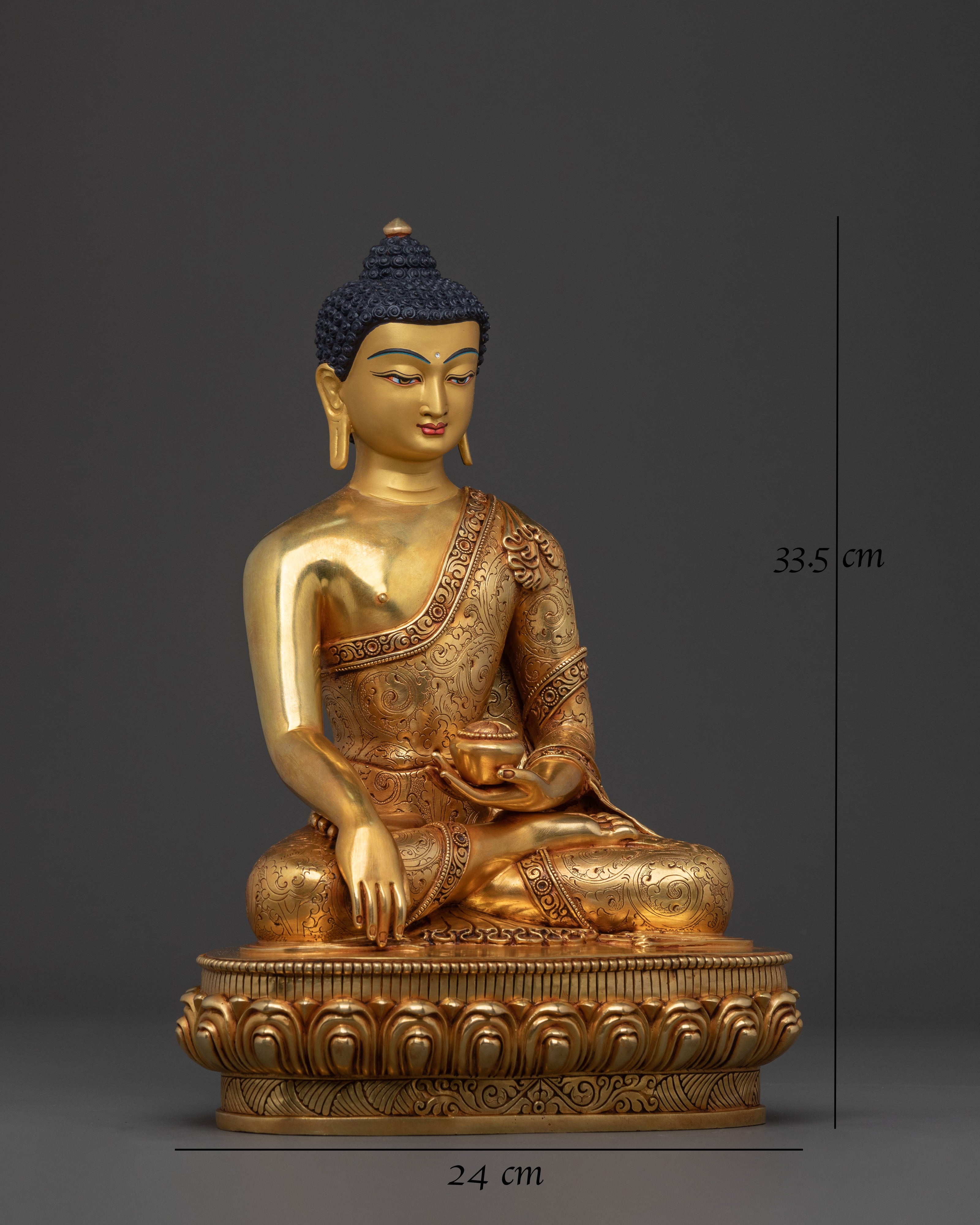 Shakyamuni Buddha Statue | Handcrafted 24K Gold Gilded Sculpture
