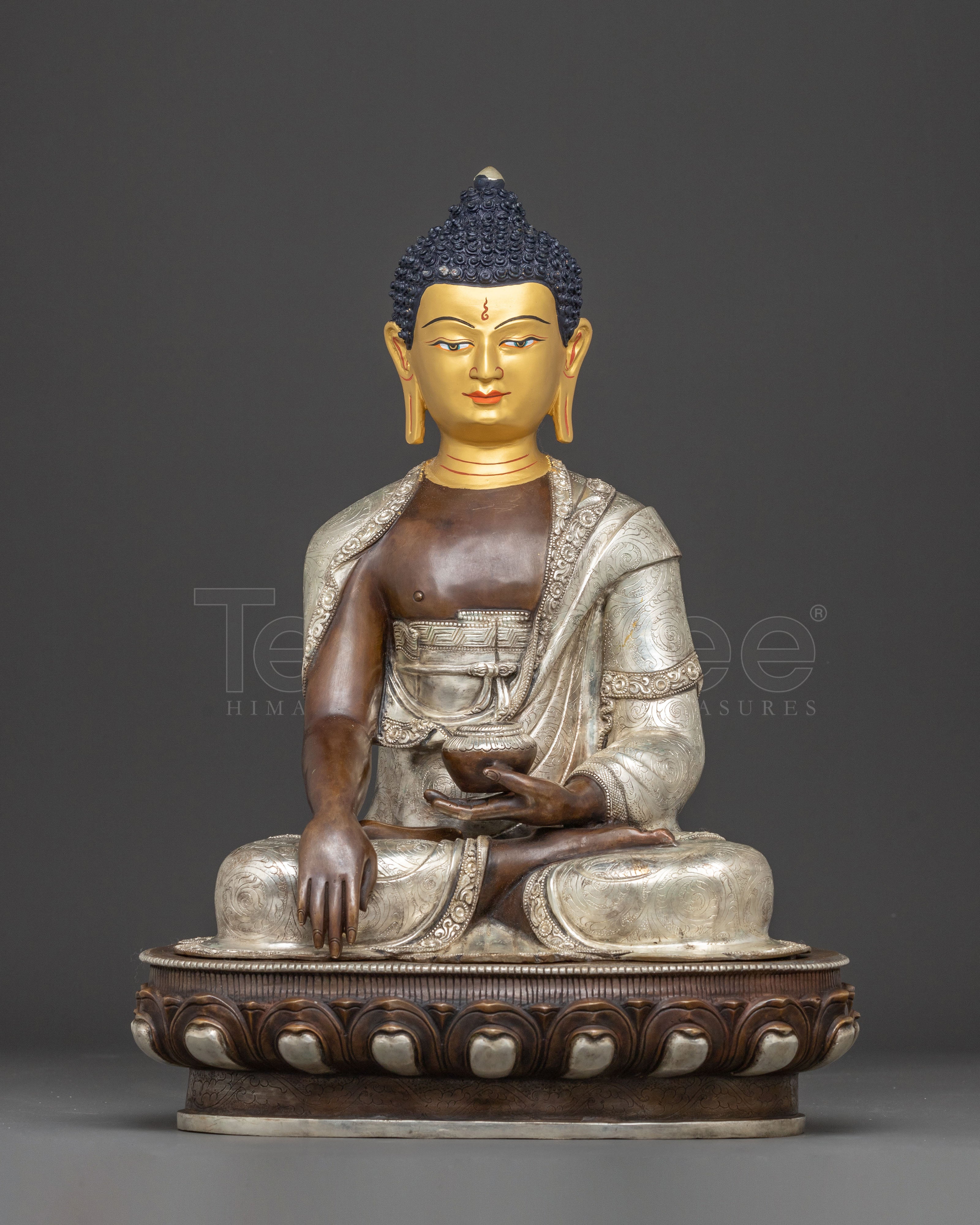 Silver-Plated Shakyamuni Buddha Copper Statue