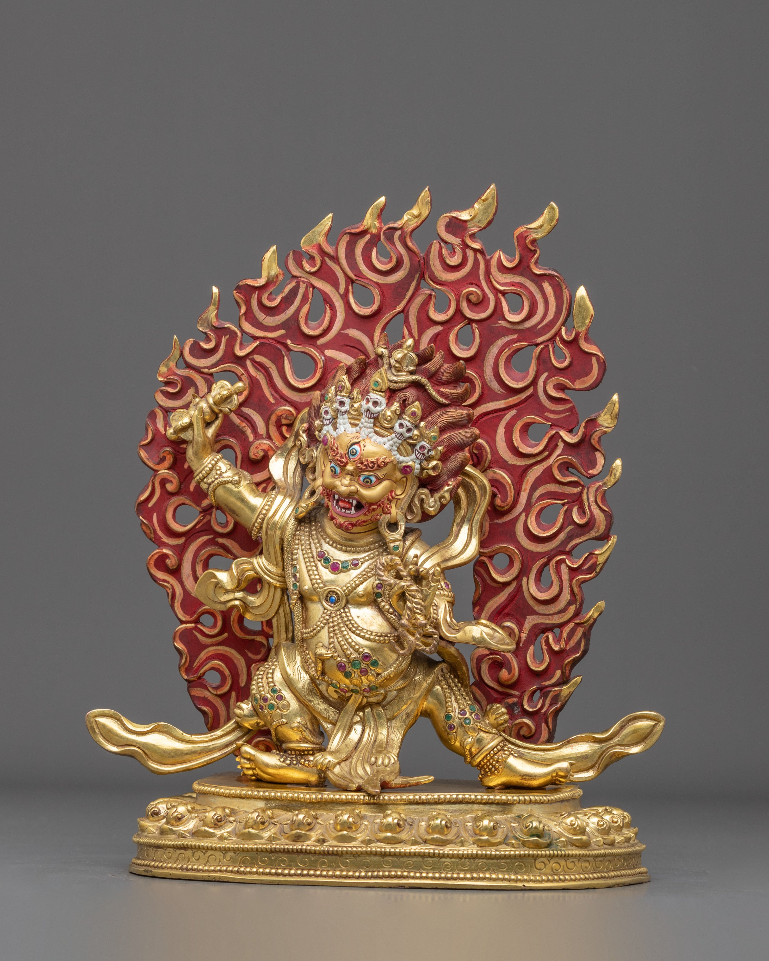 Vajrapani Fire Gold Gilded Figurine | Himalayan Meditation Altar Decor |
