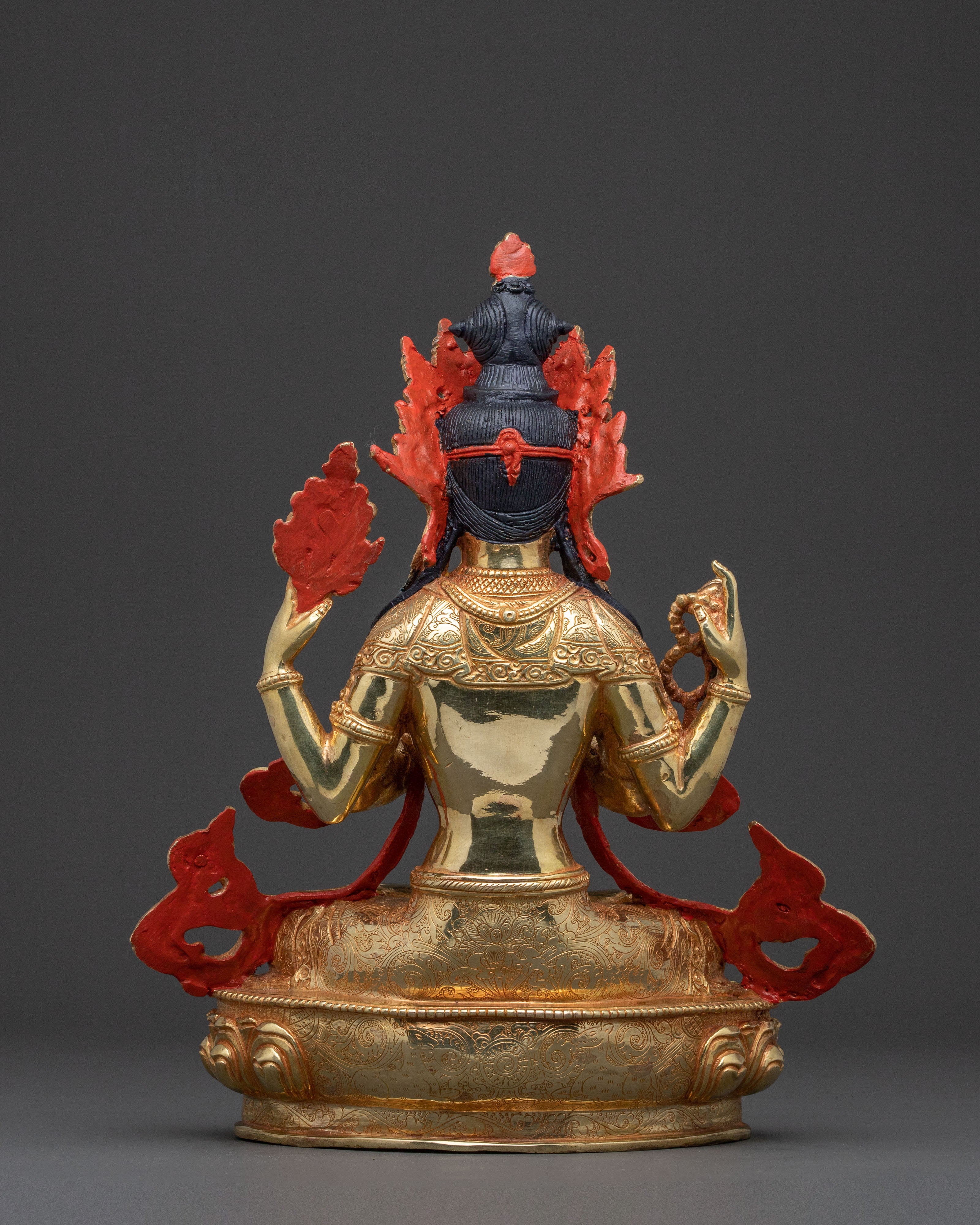 24k Gold Gilded Chenrezig Spiritual Statue – Divine Craftsmanship