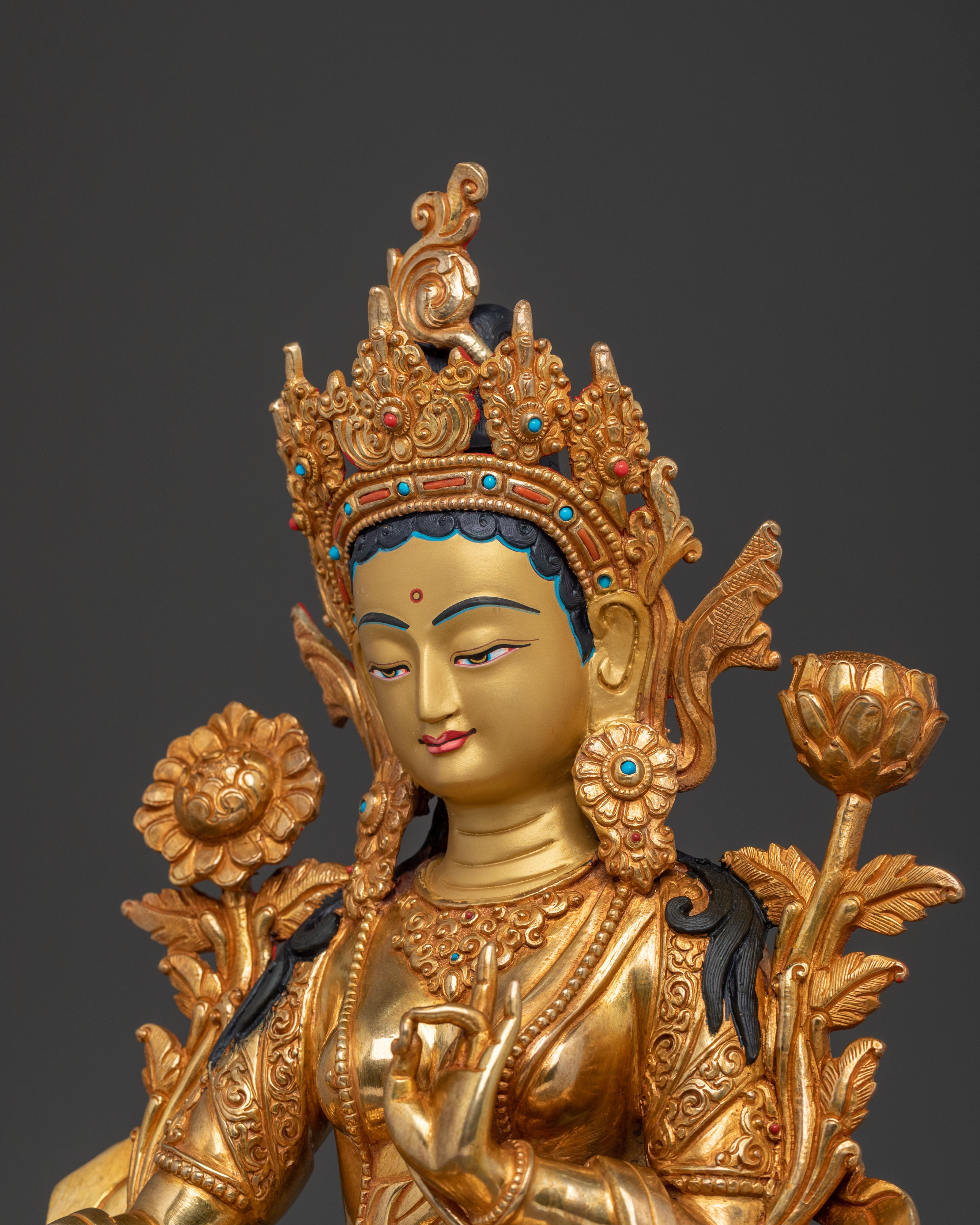 Green Tara Serene Buddhist Deity Statue | Symbol of Compassion