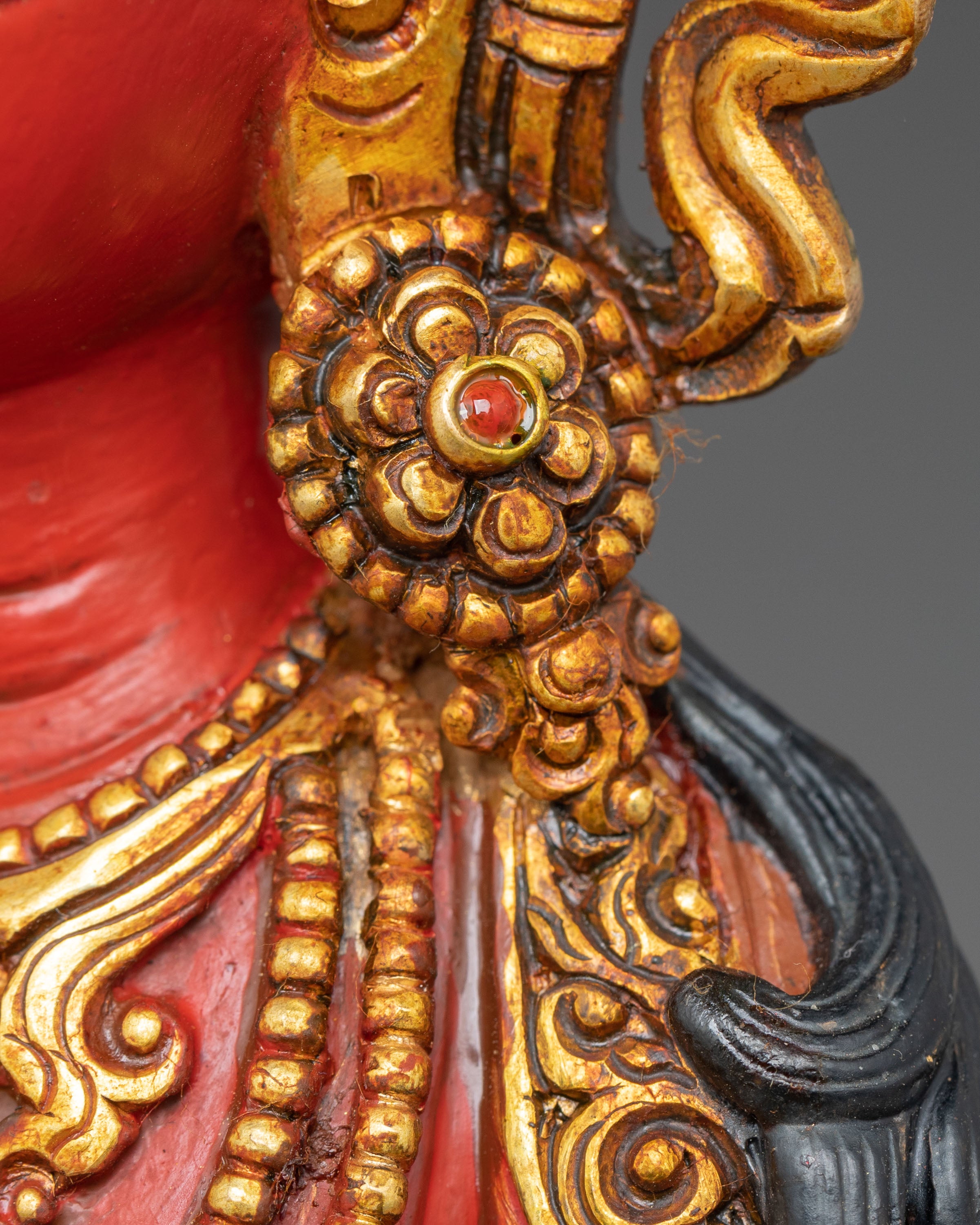 Red Statue of Amitayus | Gold Gilded Copper