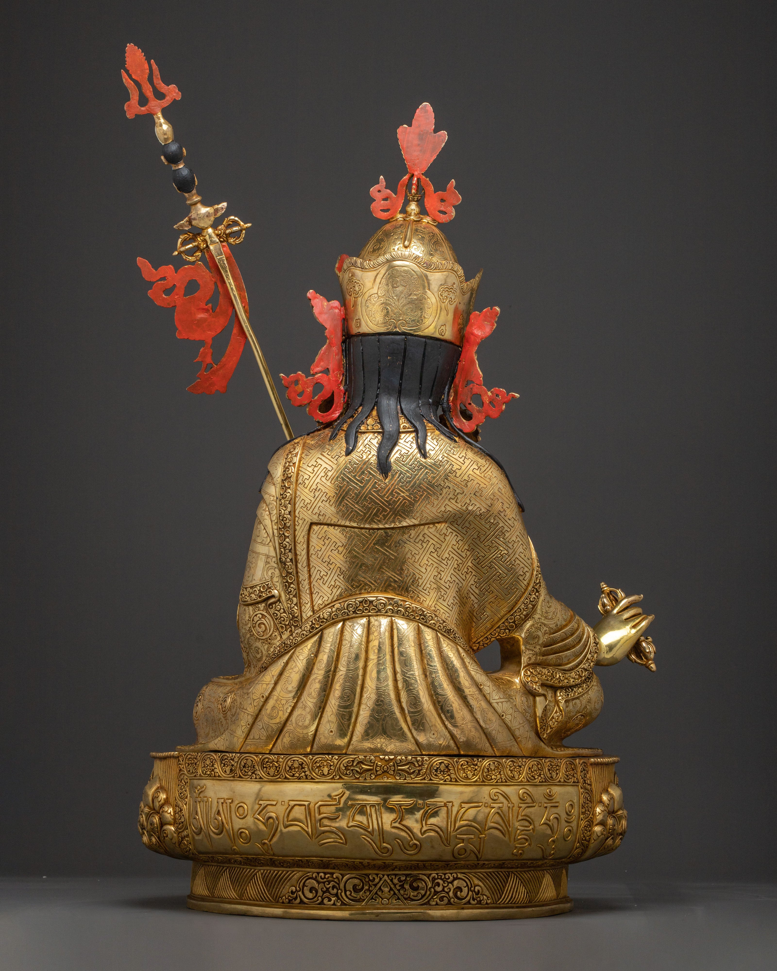 Exquisite 24K Gold Gilded Handcrafted Guru Rinpoche Spiritual Statue