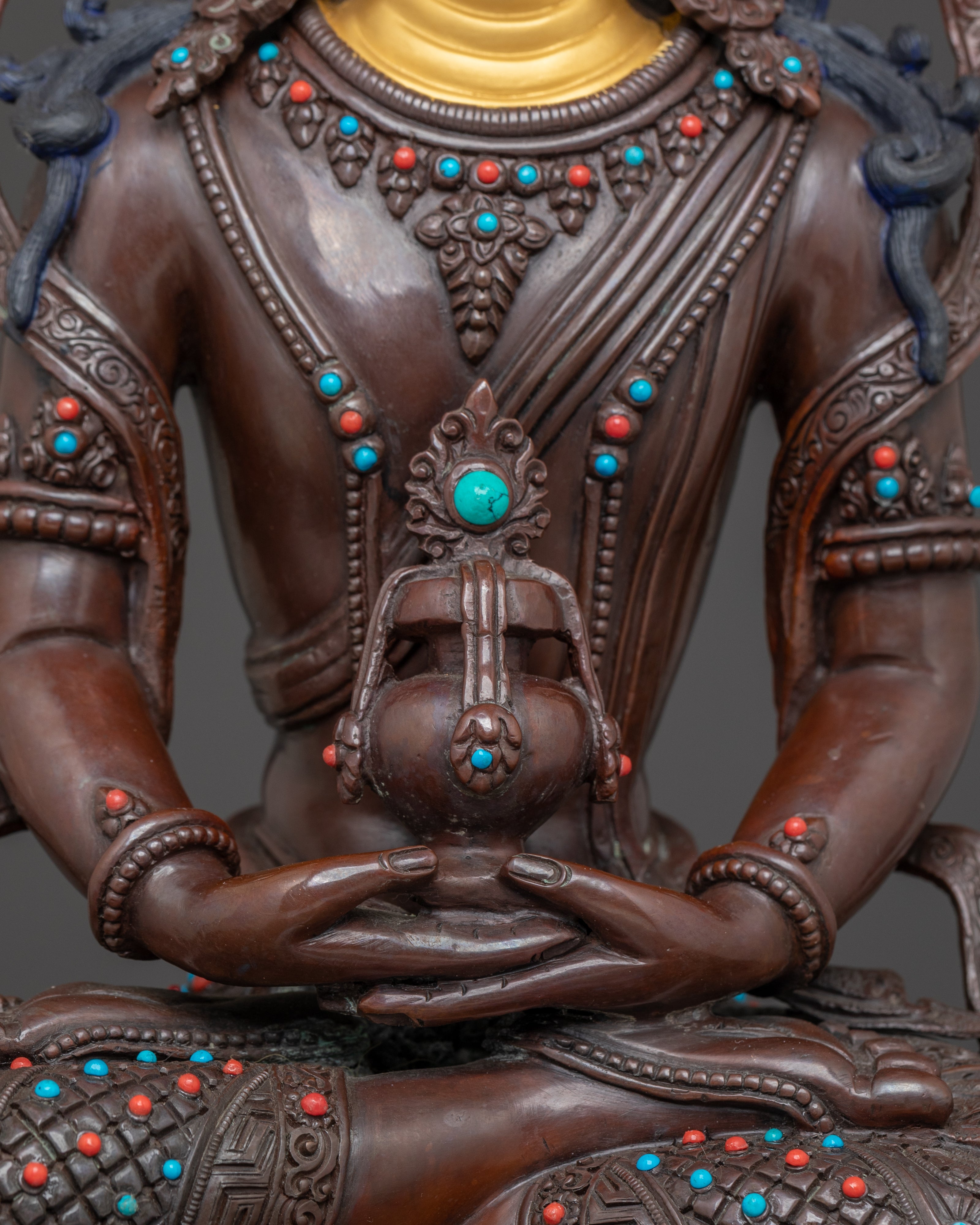 Handcrafted Copper Statue of Bodhisattva Amitayus | Buddha of Longevity