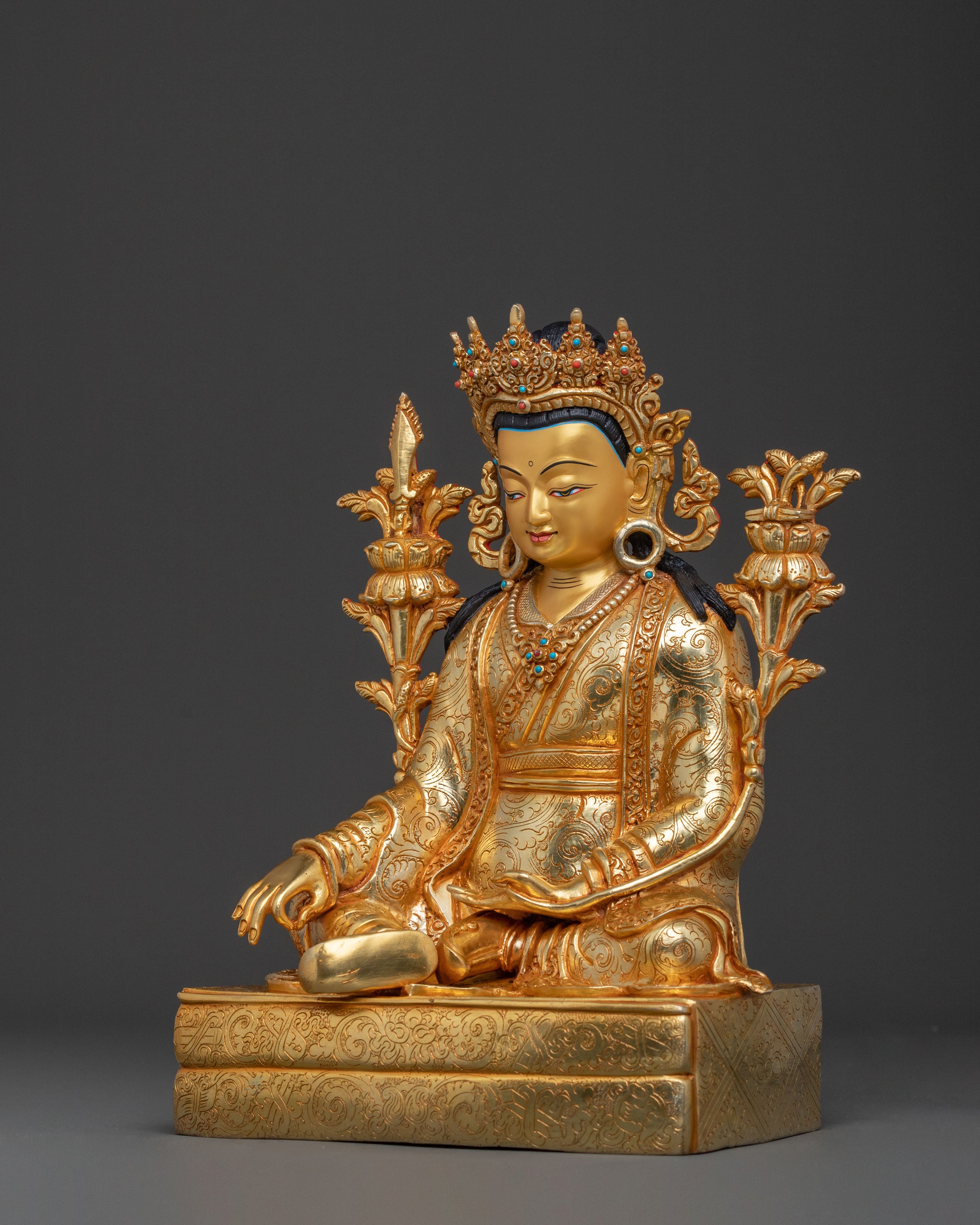 Trisong Detsen Statue | 24K Gold Gilded Dharma Protector