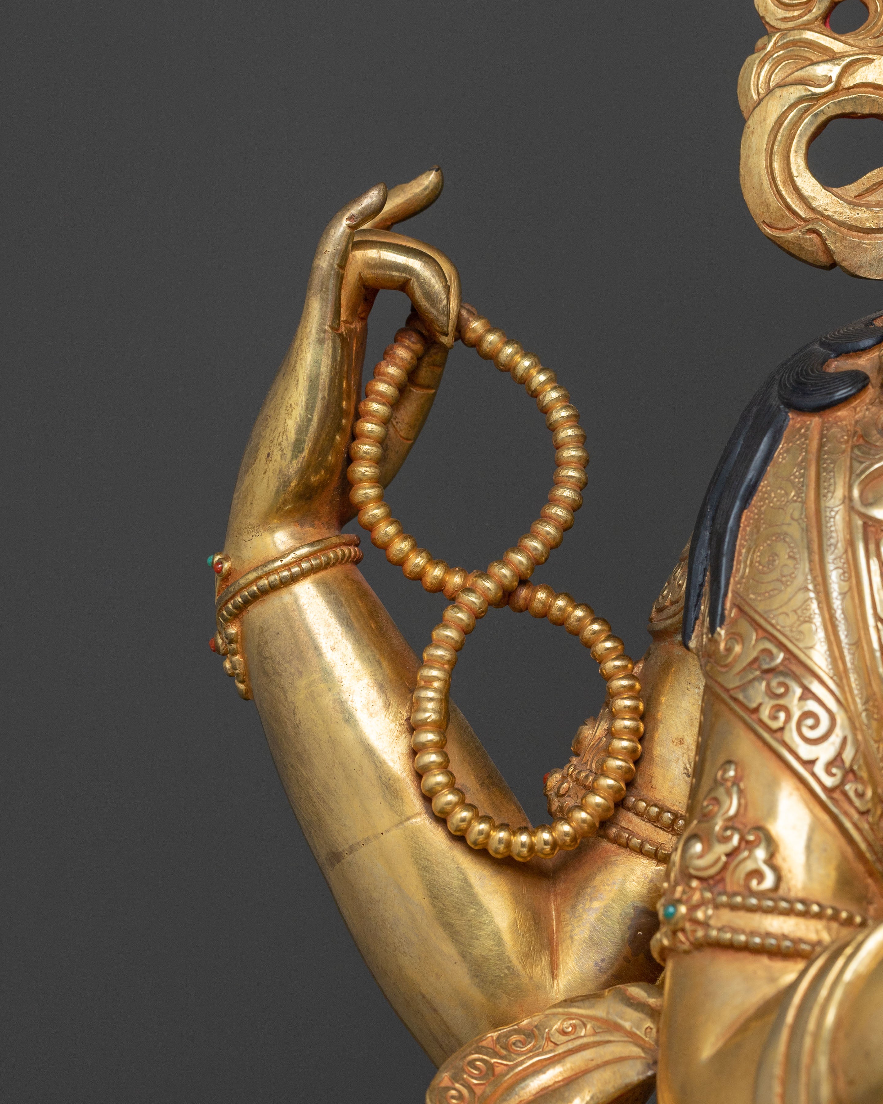 Bodhisattva Compassion Chenrezig Statue with 24K Gold Glided