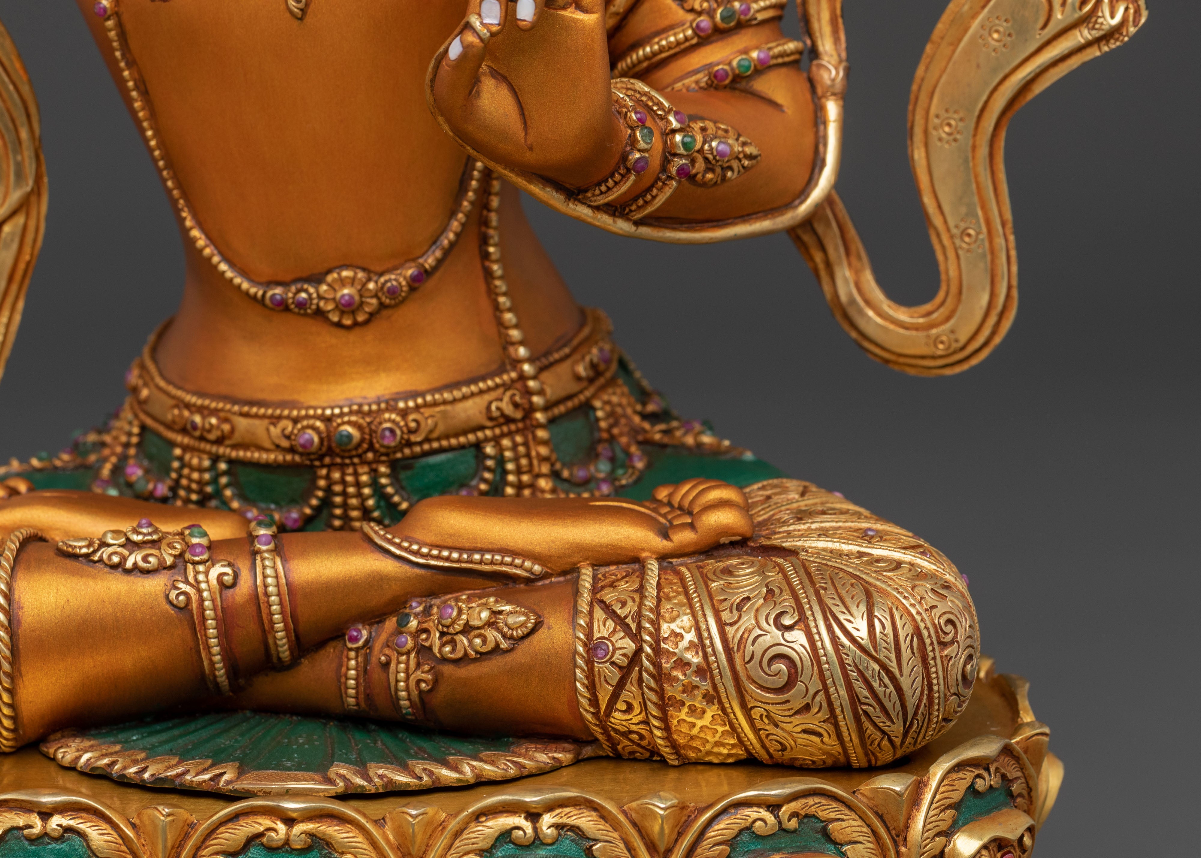 Golden Manjushri Statue: Flame of Wisdom