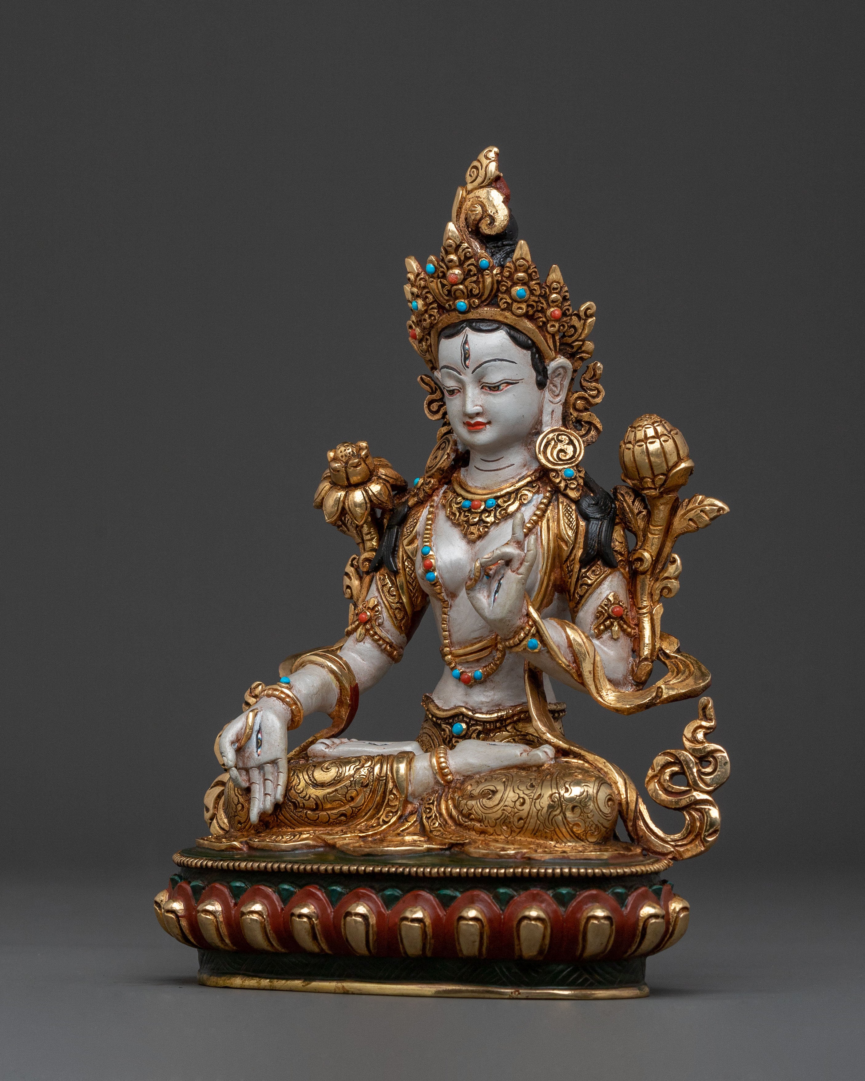 Statue of White Tara Goddess of Compassion: Handcrafted Serenity