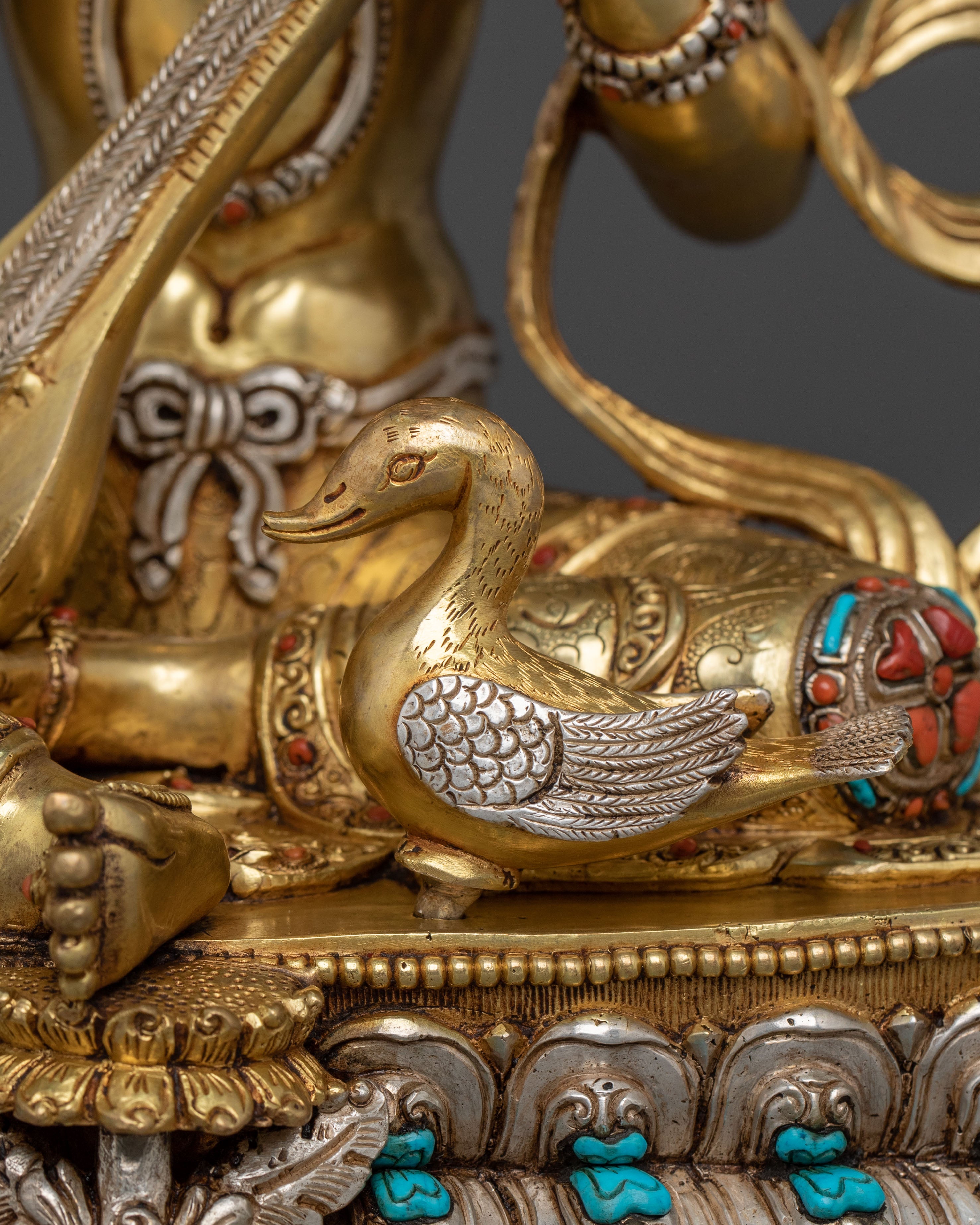 Saraswati Statue | 24K Gold Gilded Goddess of Wisdom
