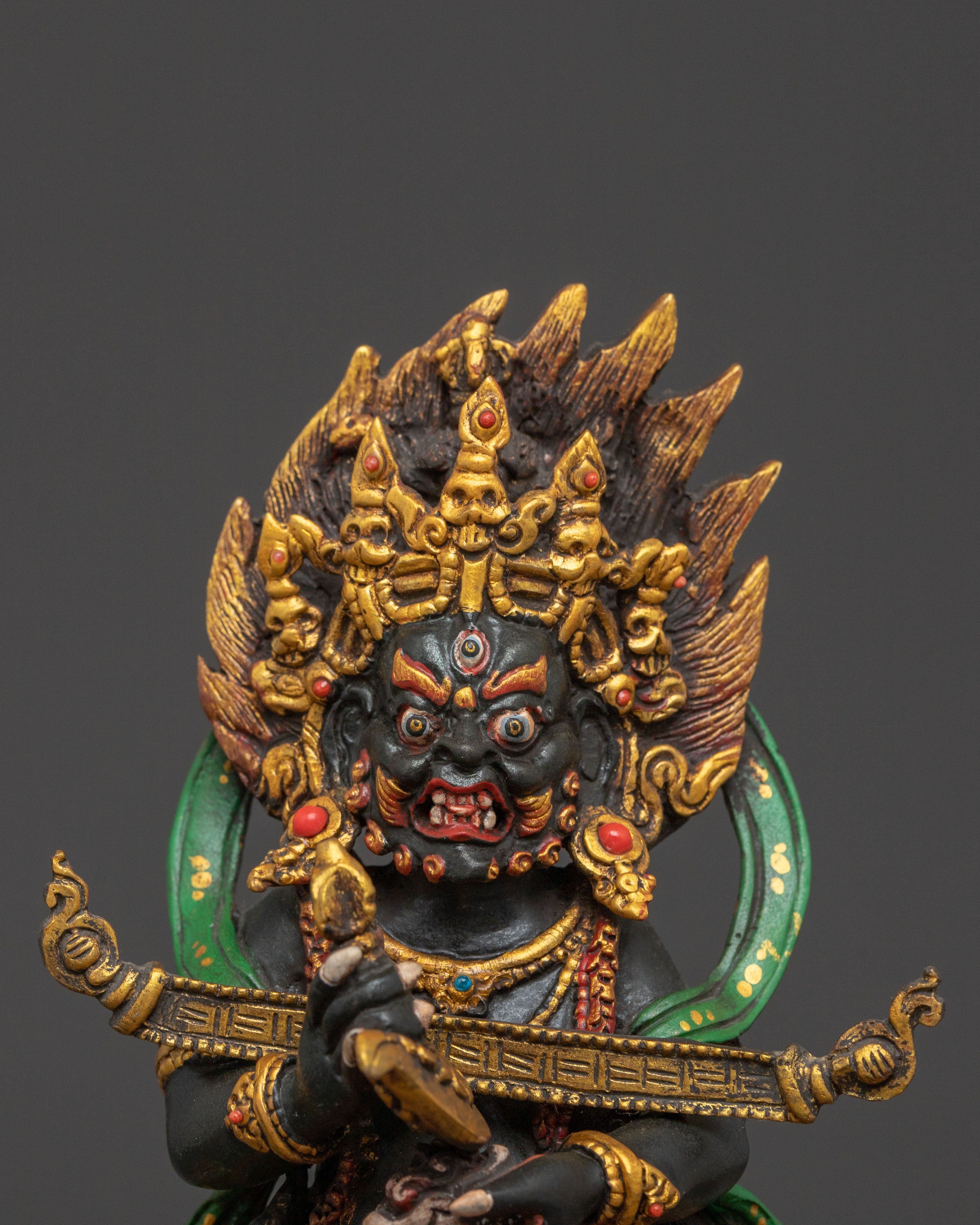 Sakya Mahakala Protection Statue – Hand-Gilded Copper Art