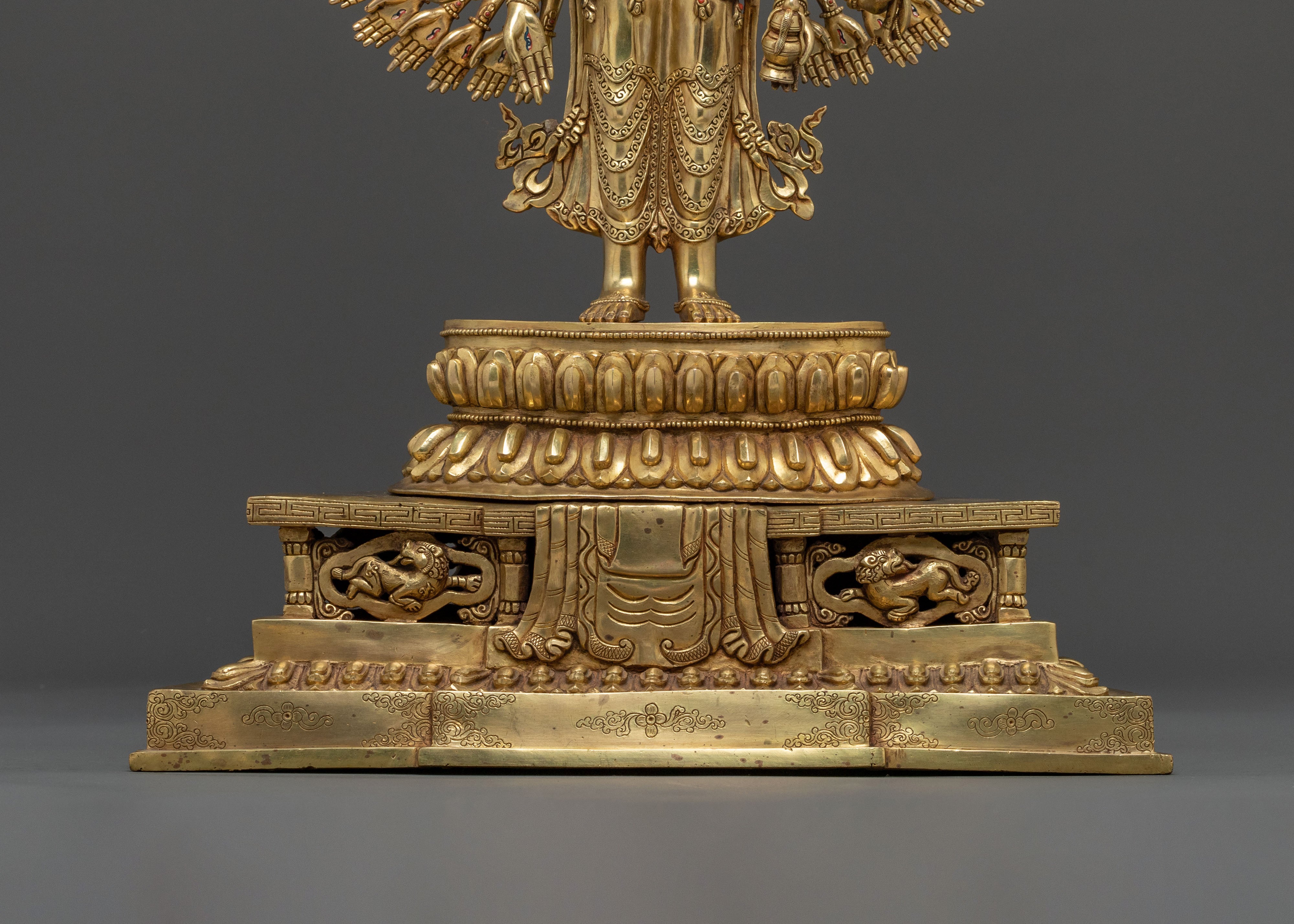 Majestic 1000 Armed Chenrezig Statue in 24K Gold Gilded Copper