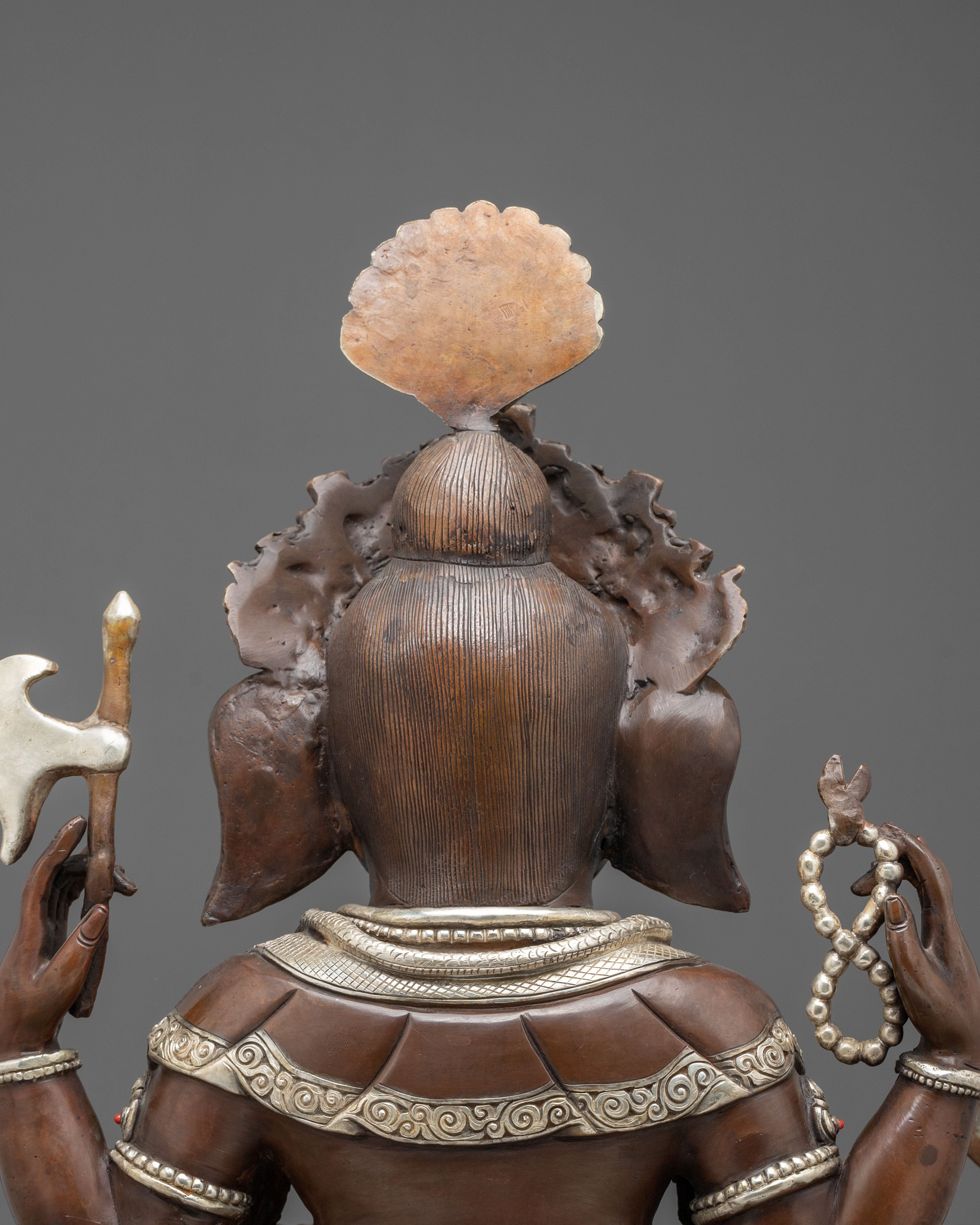Oxidized Copper Ganesh Statue | Silver-Plated Hindu Deity Sculpture