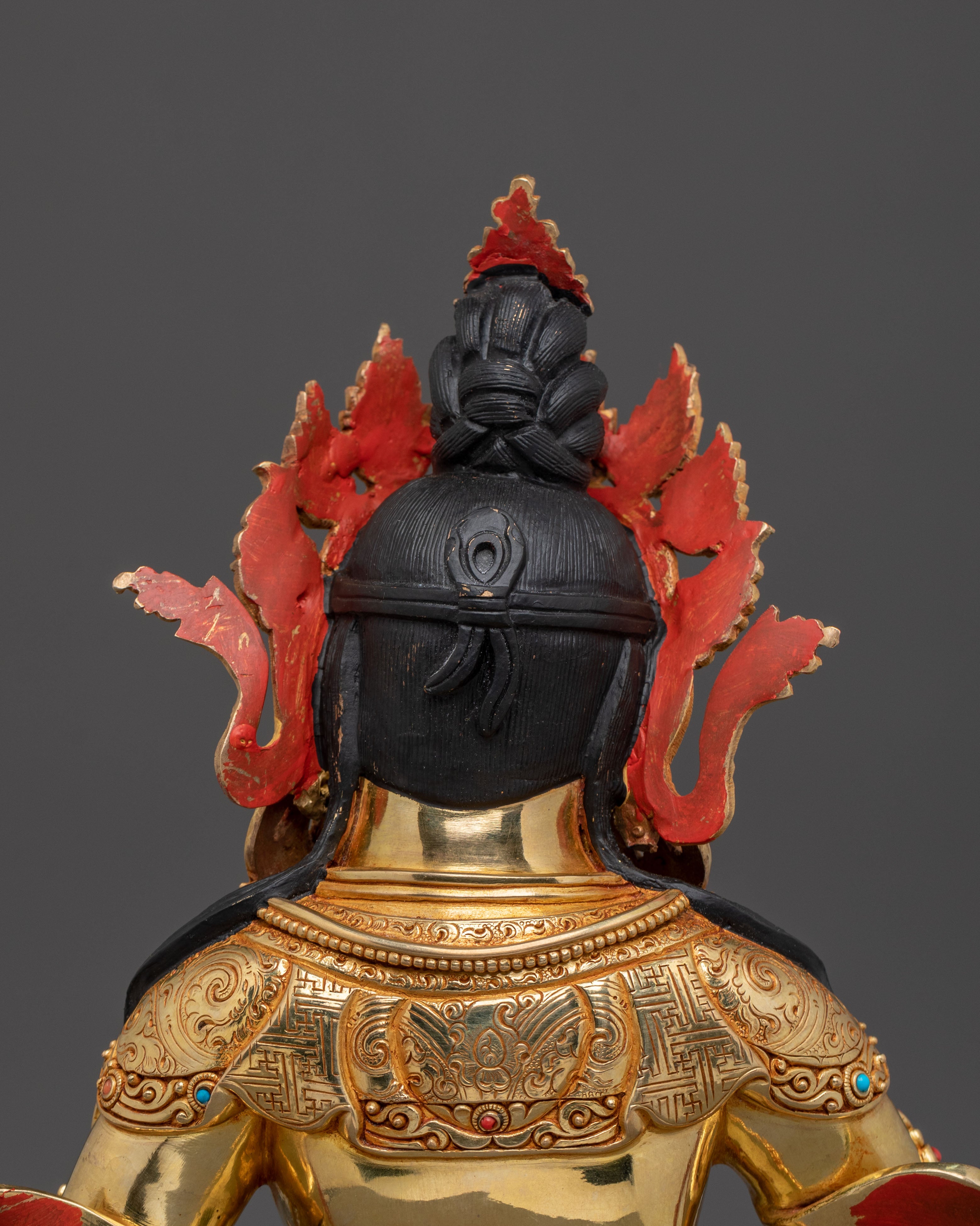 Dzambhala 24K Gold Gilded Sculpture: Deity of Wealth