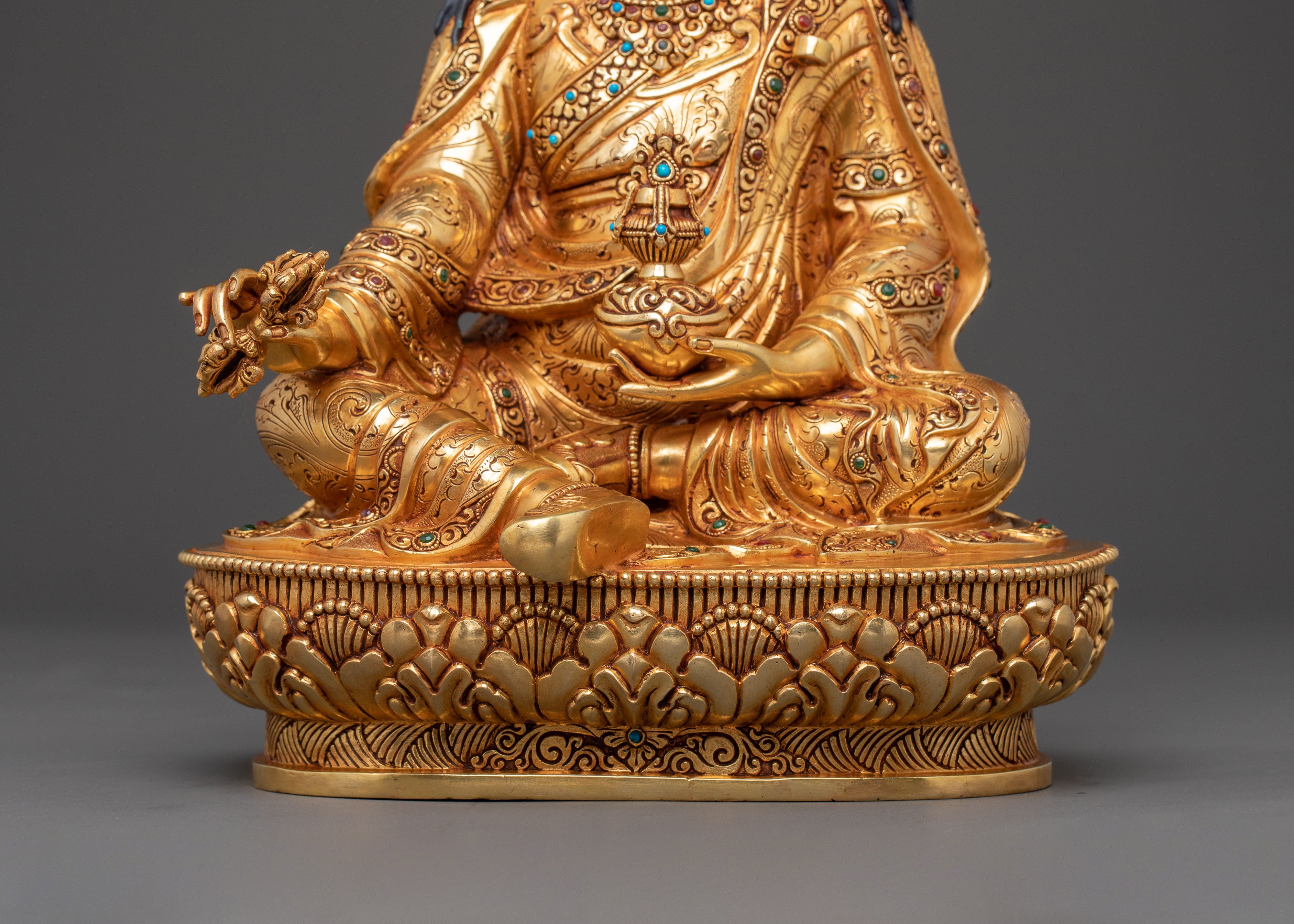 Divine Guru Rinpoche Padmasambhava Statue – 24K Gold Gilded