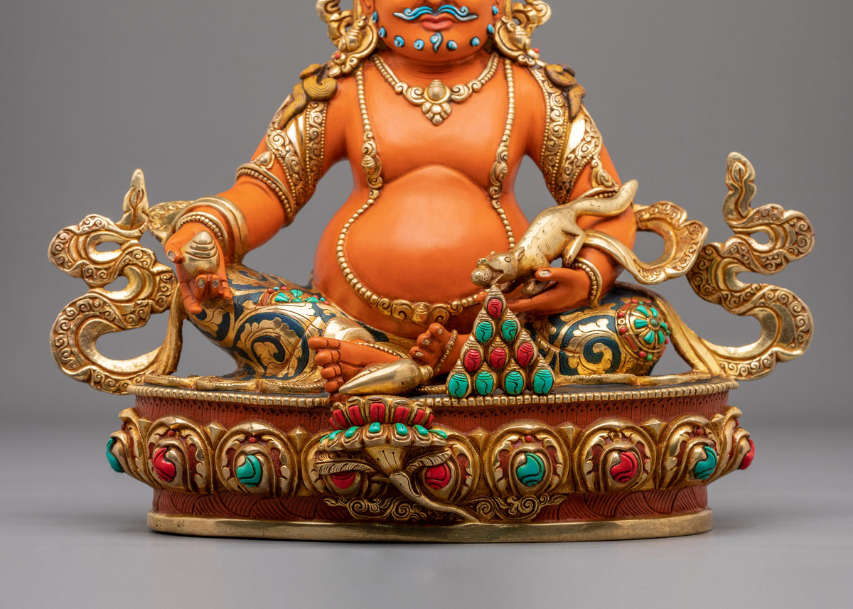 Dzambhala Fire Gold Gilded Sculpture | Wealth God
