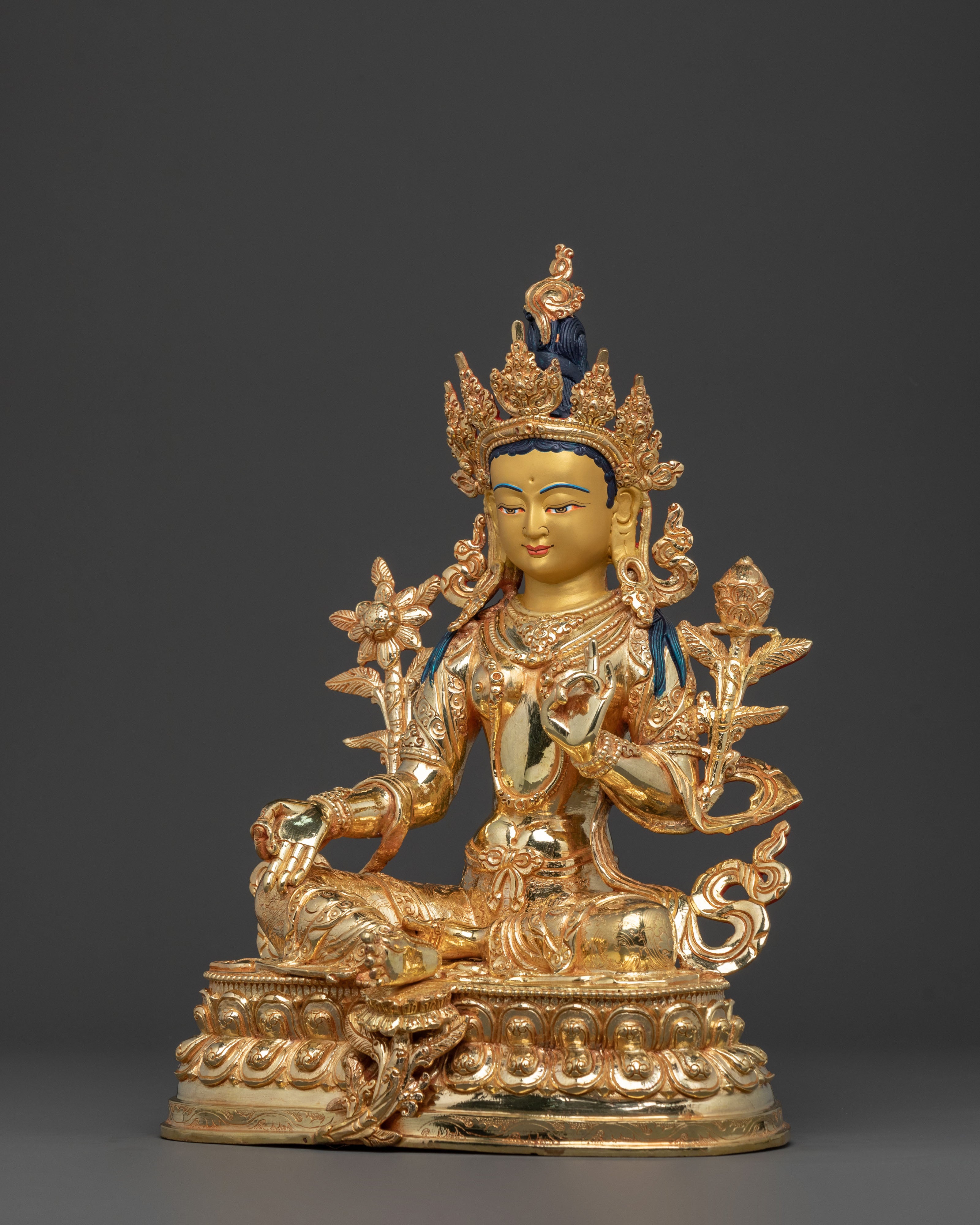 Mother Green Tara Peaceful Statue | Sacred Himalayan Buddhist Art