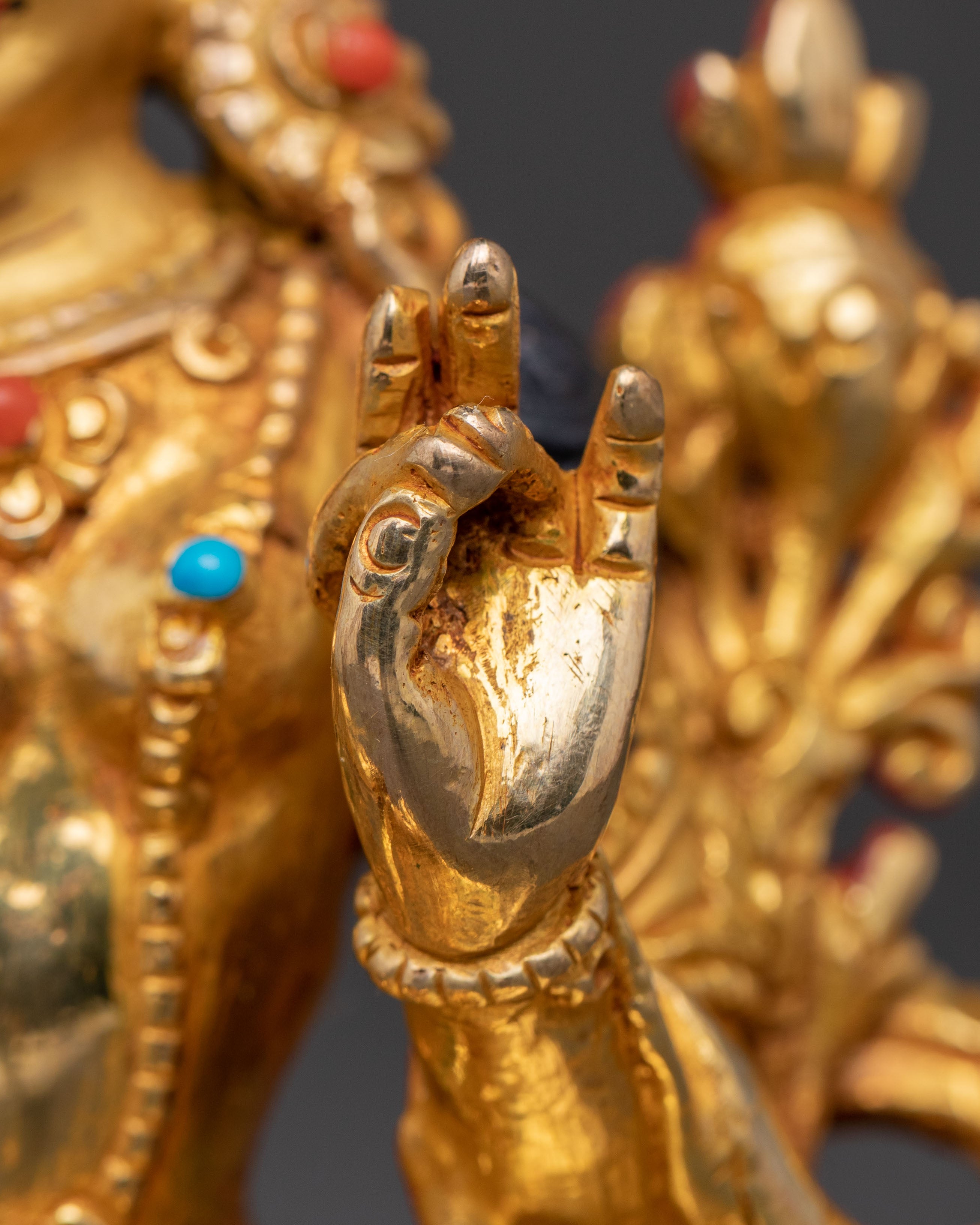 Green Tara Compassion Bodhisattva Statue: Serene Gilded Copper