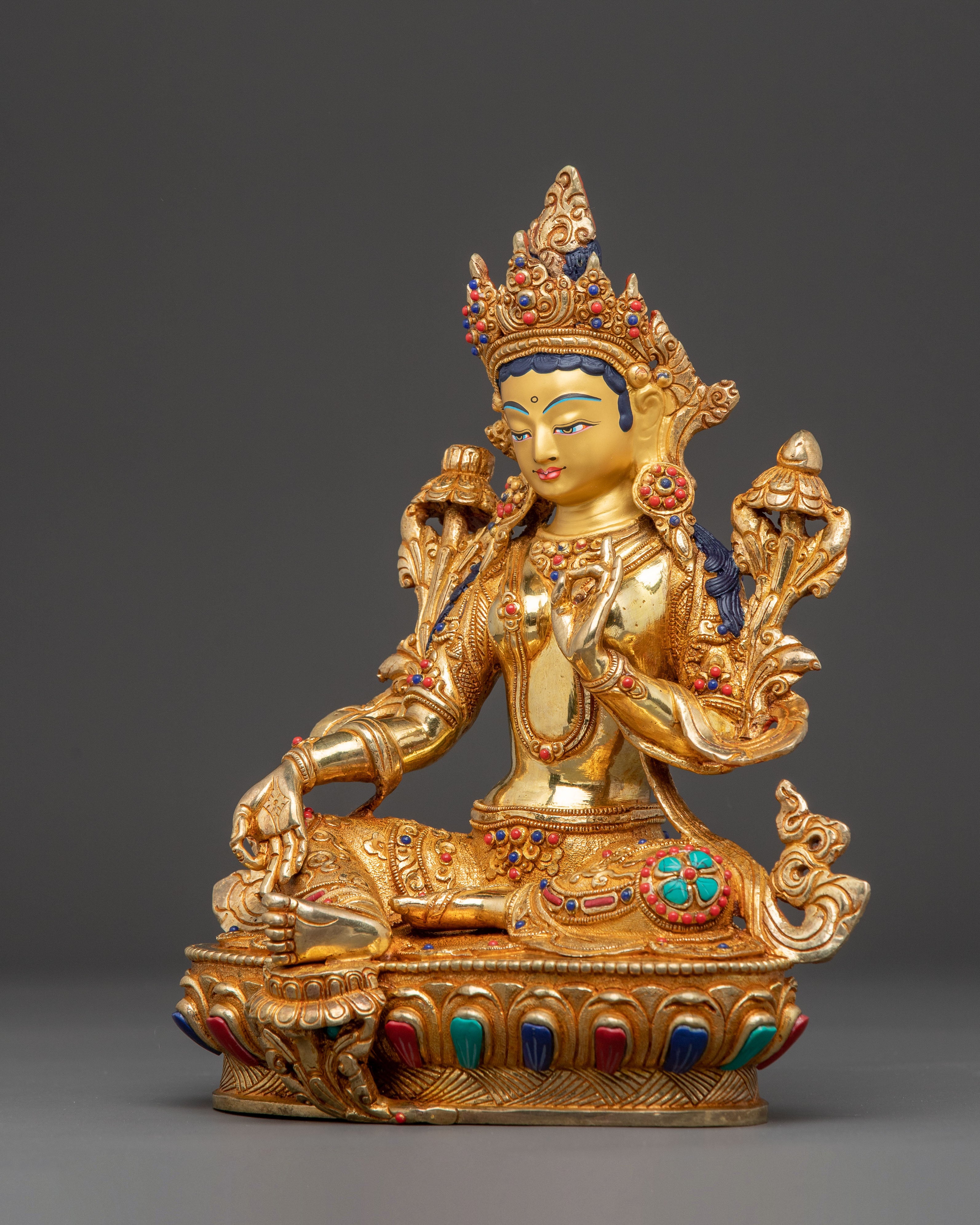 Serene Statue of Mother Green Tara | Tibetan Buddhist Goddess