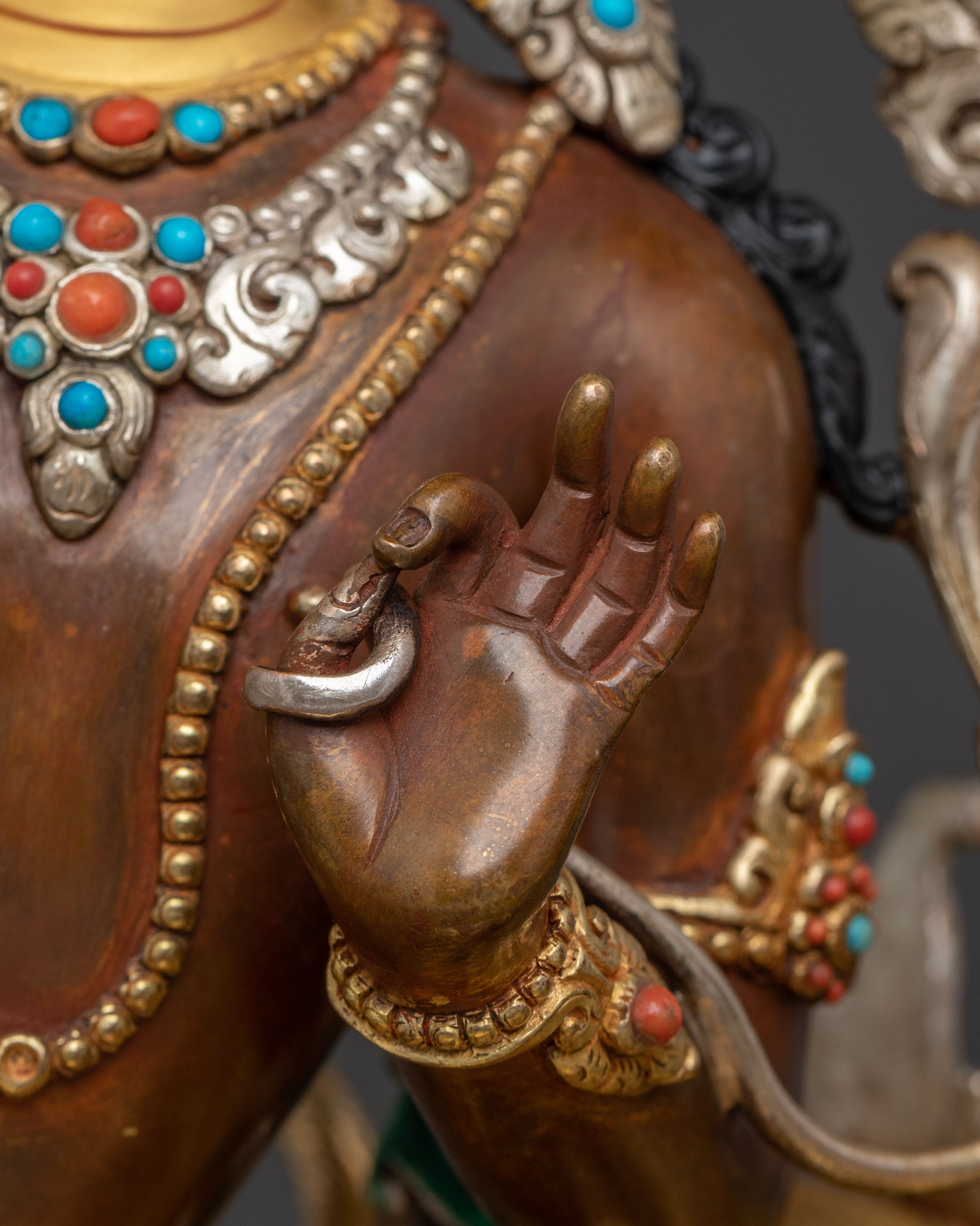 Handcrafted Simhanada Manjushri Sacred Statue