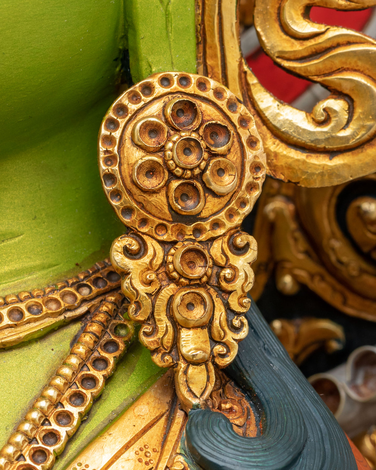Green Tara Statue | Gold and Acrylic Painted Figurine