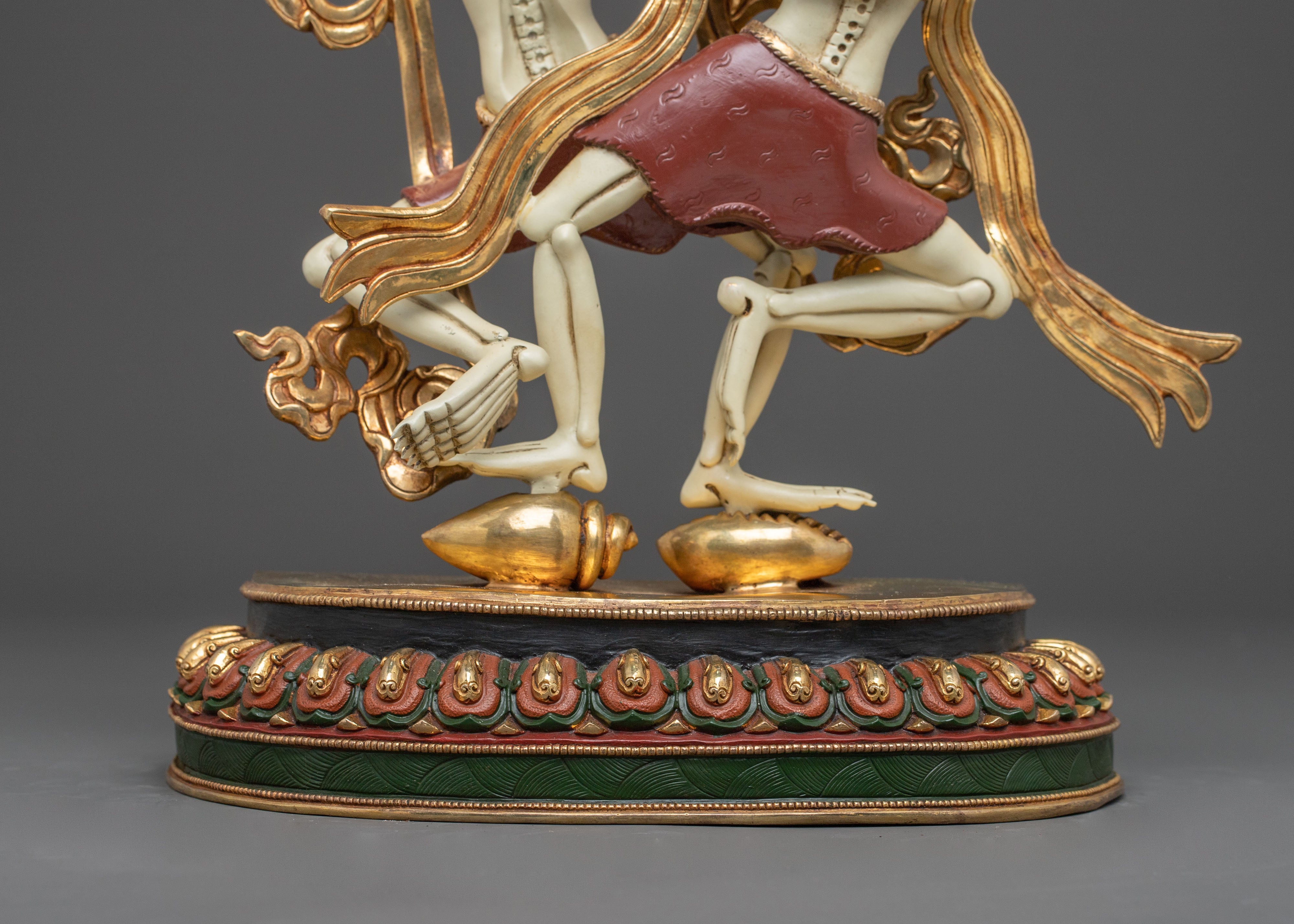 Copper Chitipati Statue - Hand-Gilded Masterpiece