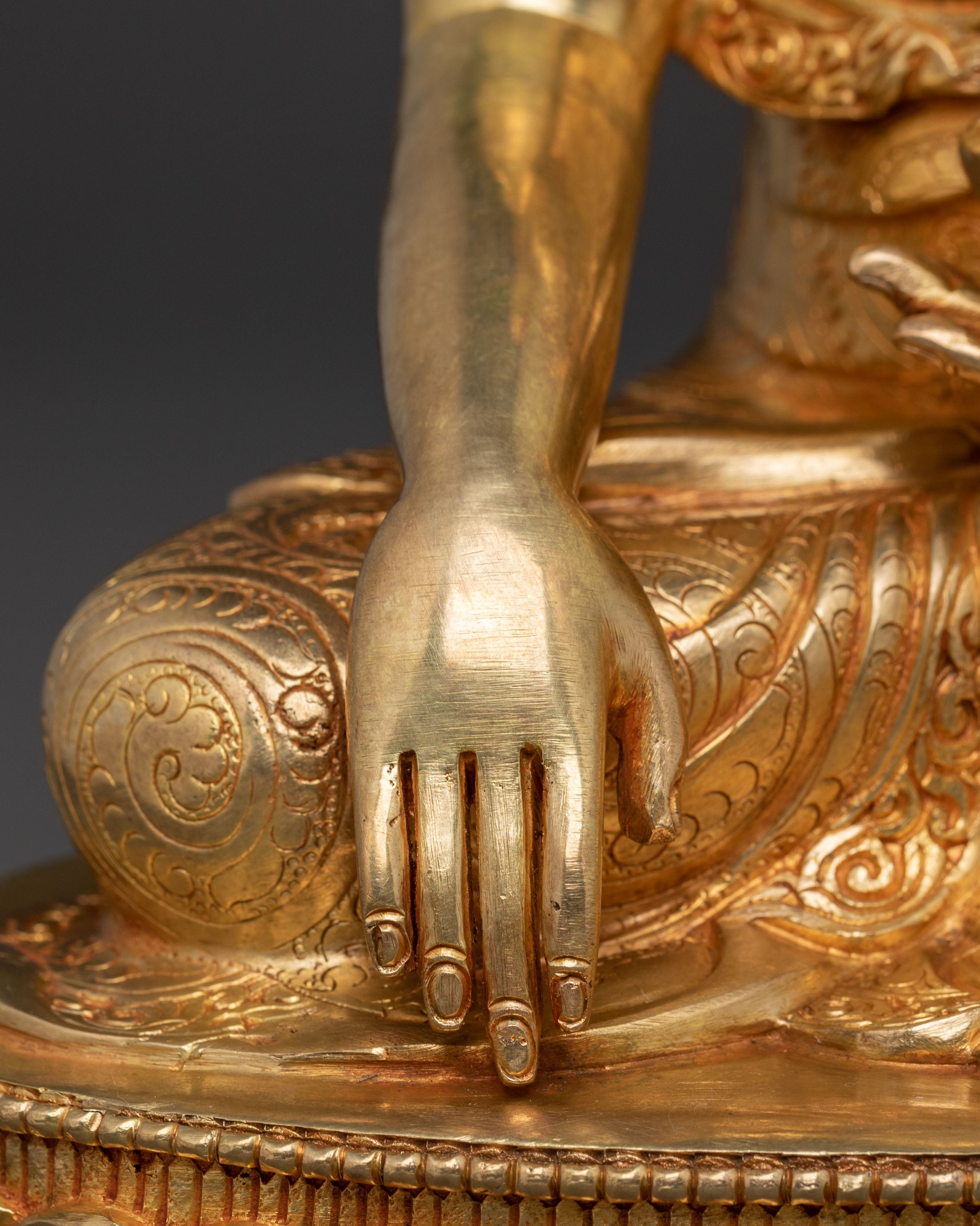 Handcrafted Shakyamuni Buddha Divine Statue - 24K Gold Gilded Statue