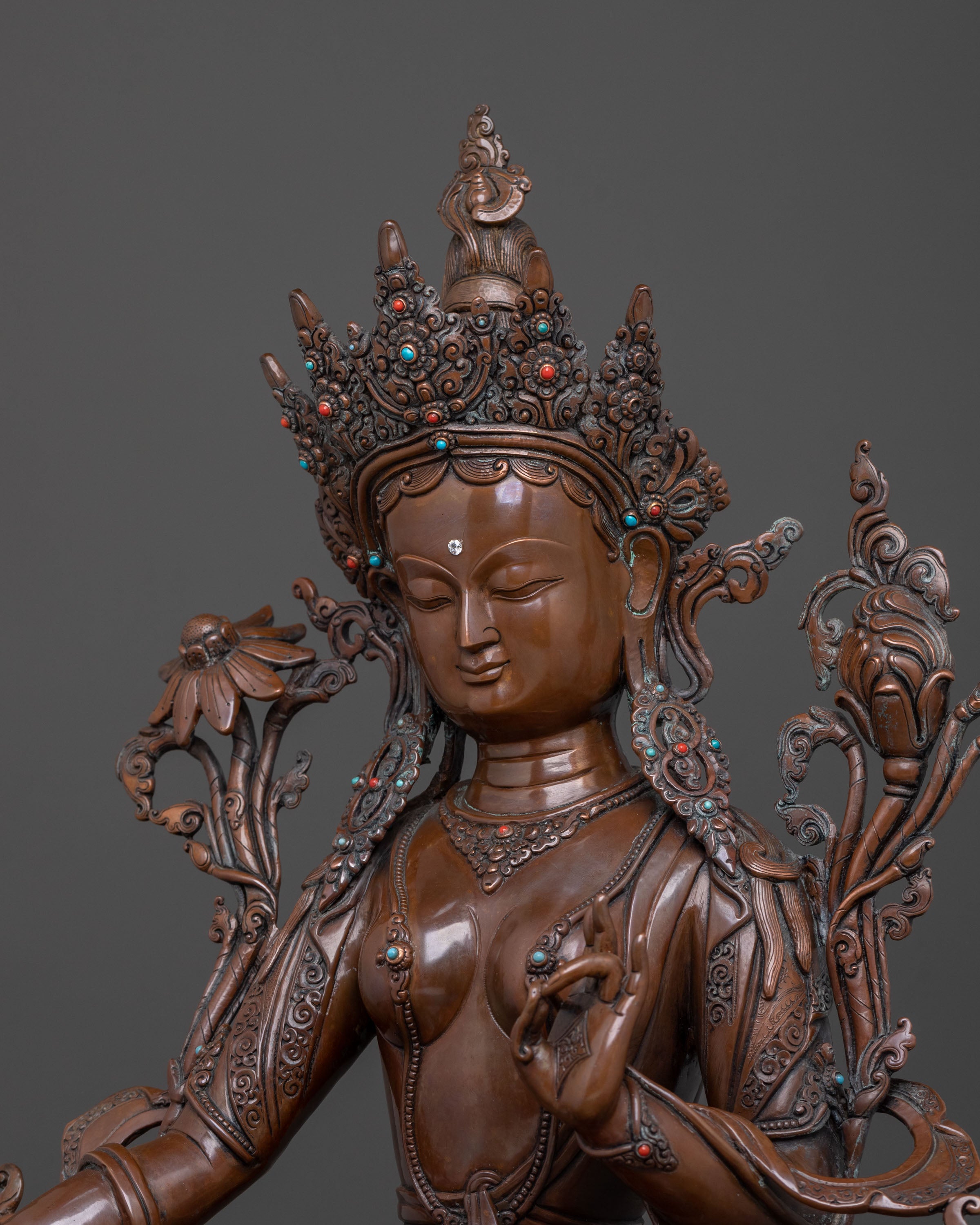 Handmade Green Tara Statue | Buddhist Goddess