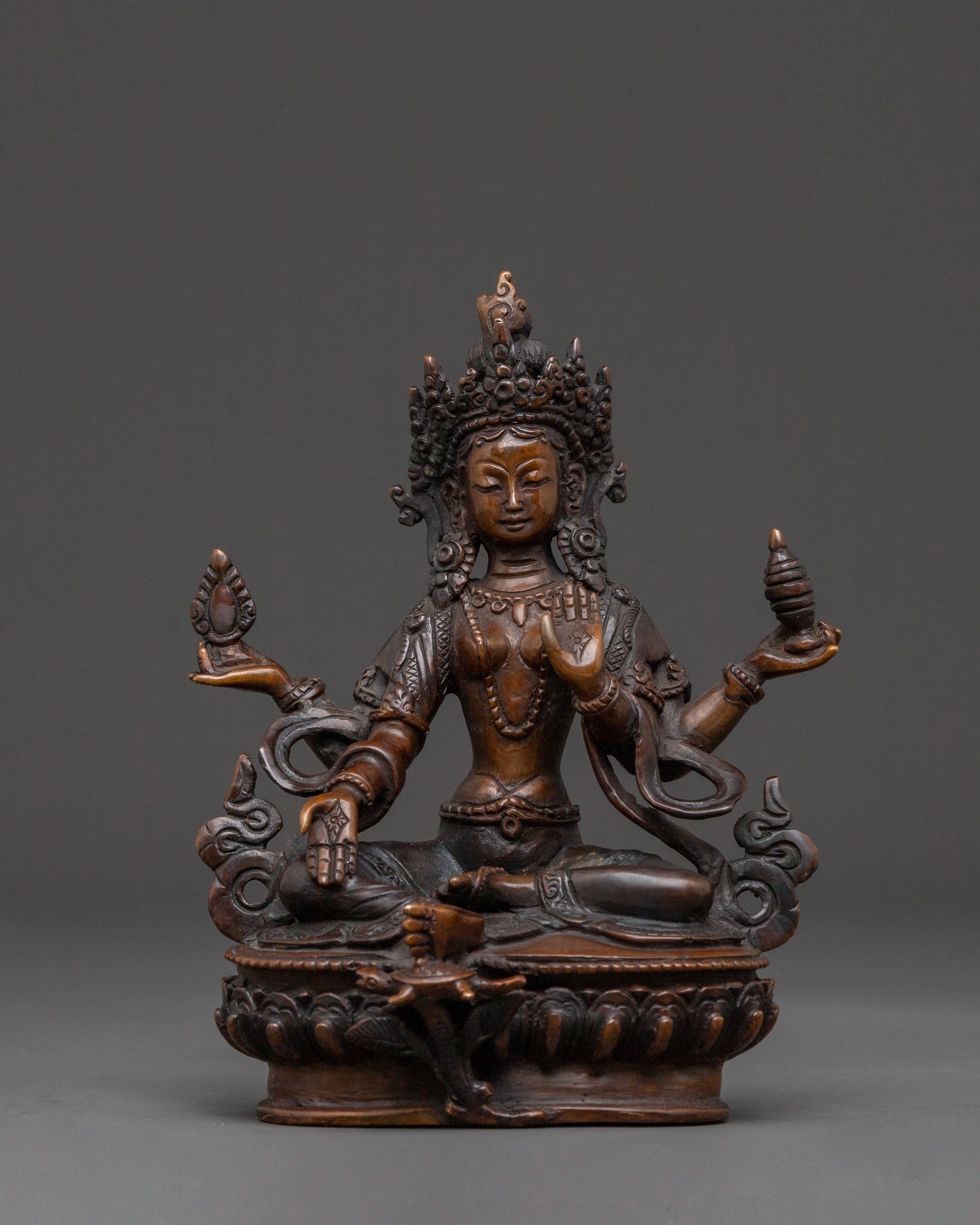 Goddess Laxmi Spiritual Statue – Oxidized Copper Masterpiece