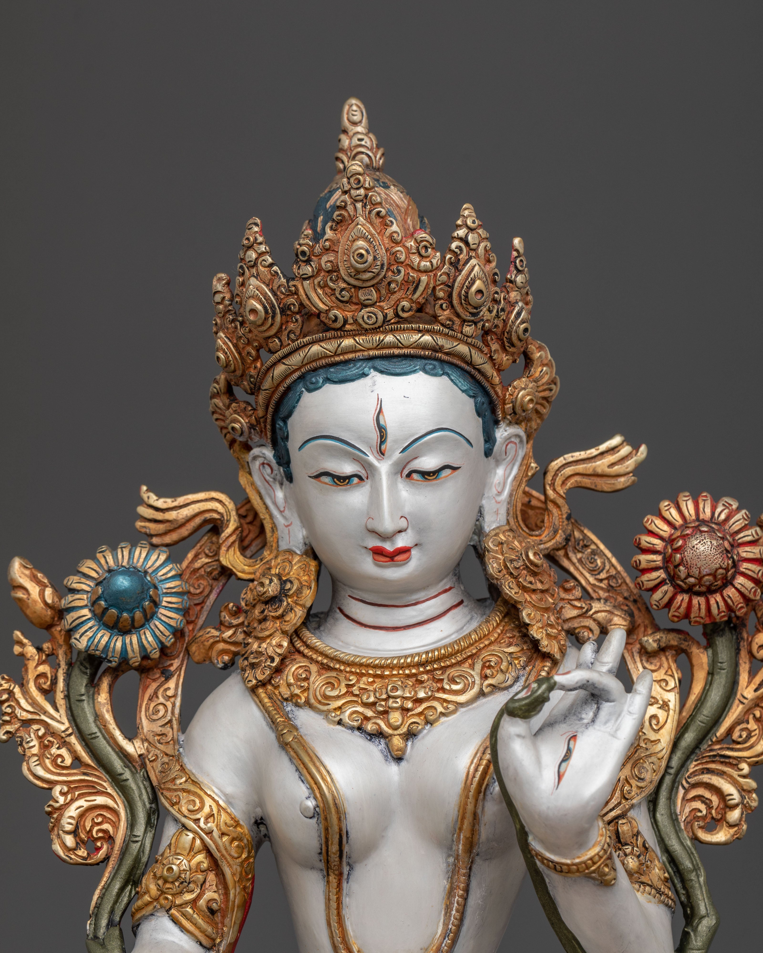 White Tara Wisdom Sculpture | Tibetan Goddess