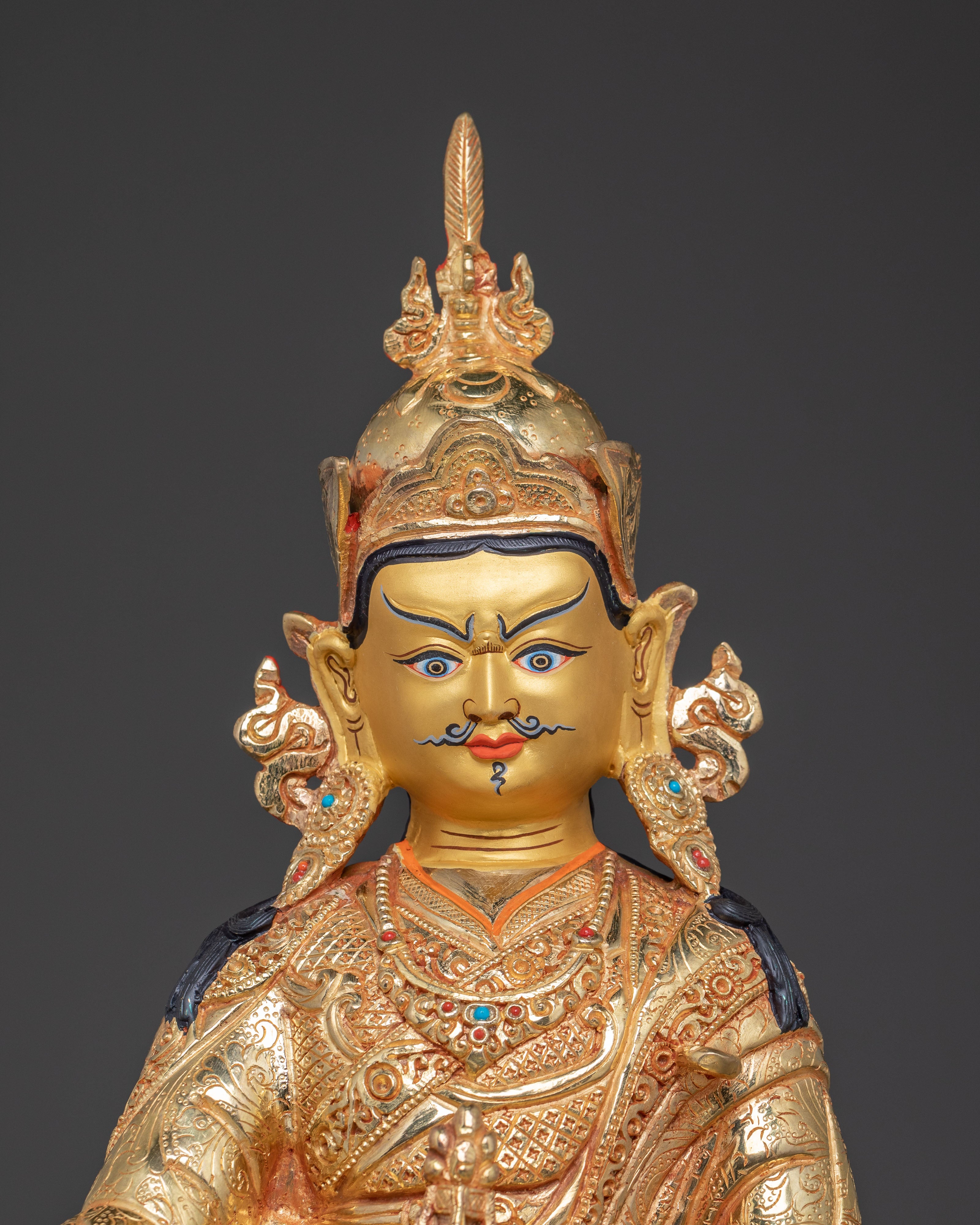 Handmade Guru Rinpoche Golden Statue | Meditation & Blessings