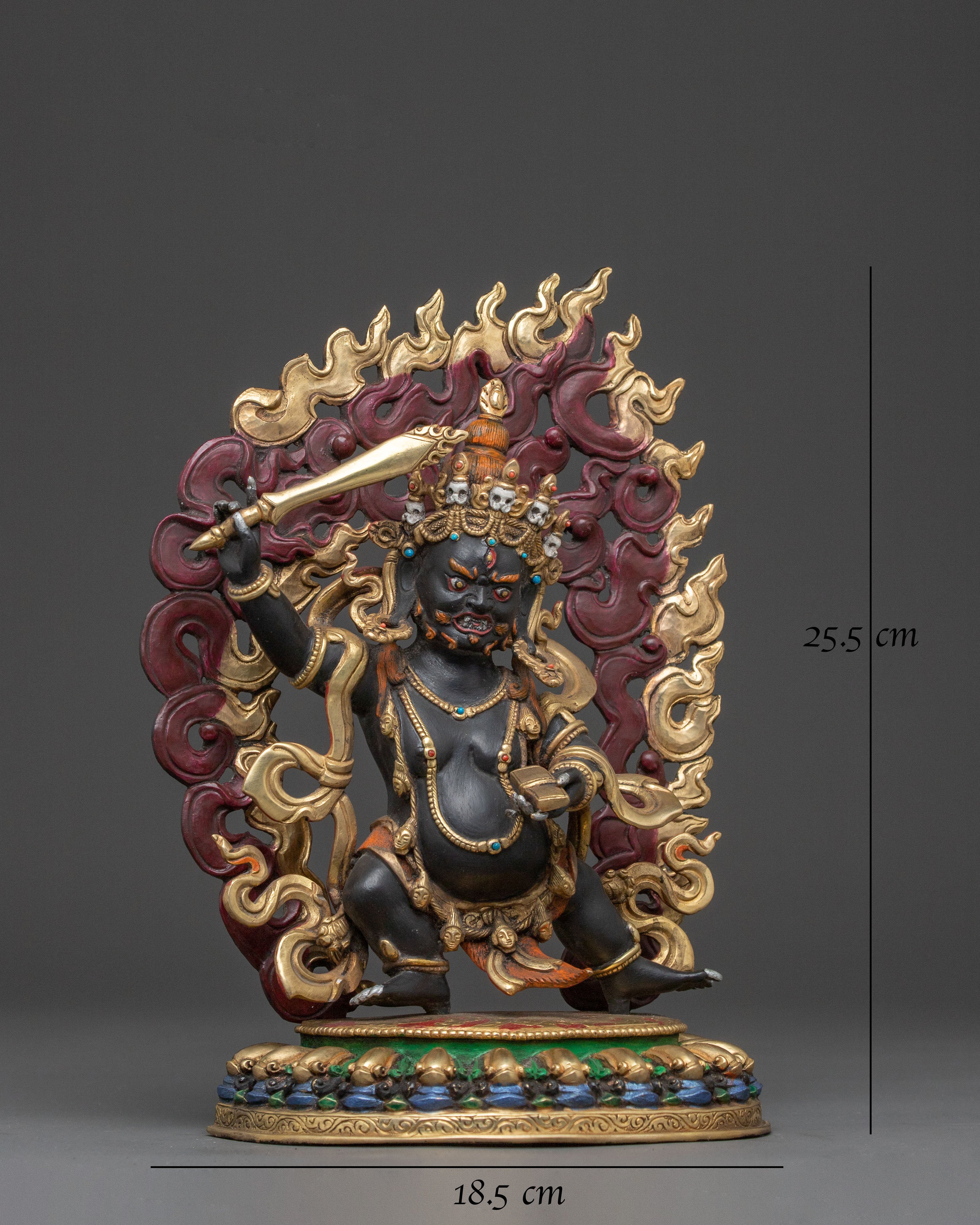 Wrathful Fortune Icon Black Dzambhala Statue: Handcrafted Sacred Protector