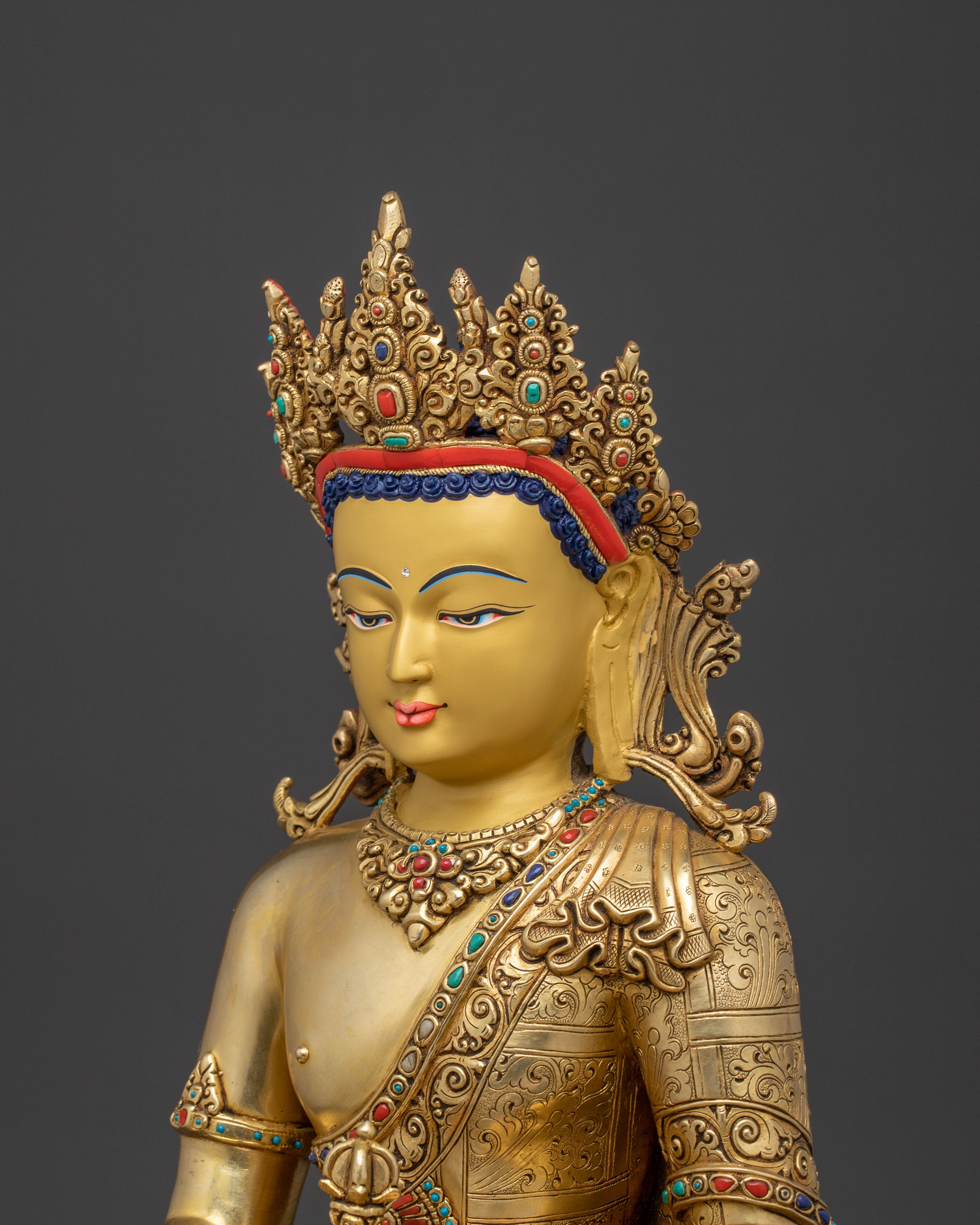 Mitrugpa Buddhist Protector Statue – Exquisite 24K Gold Gilded Artistry