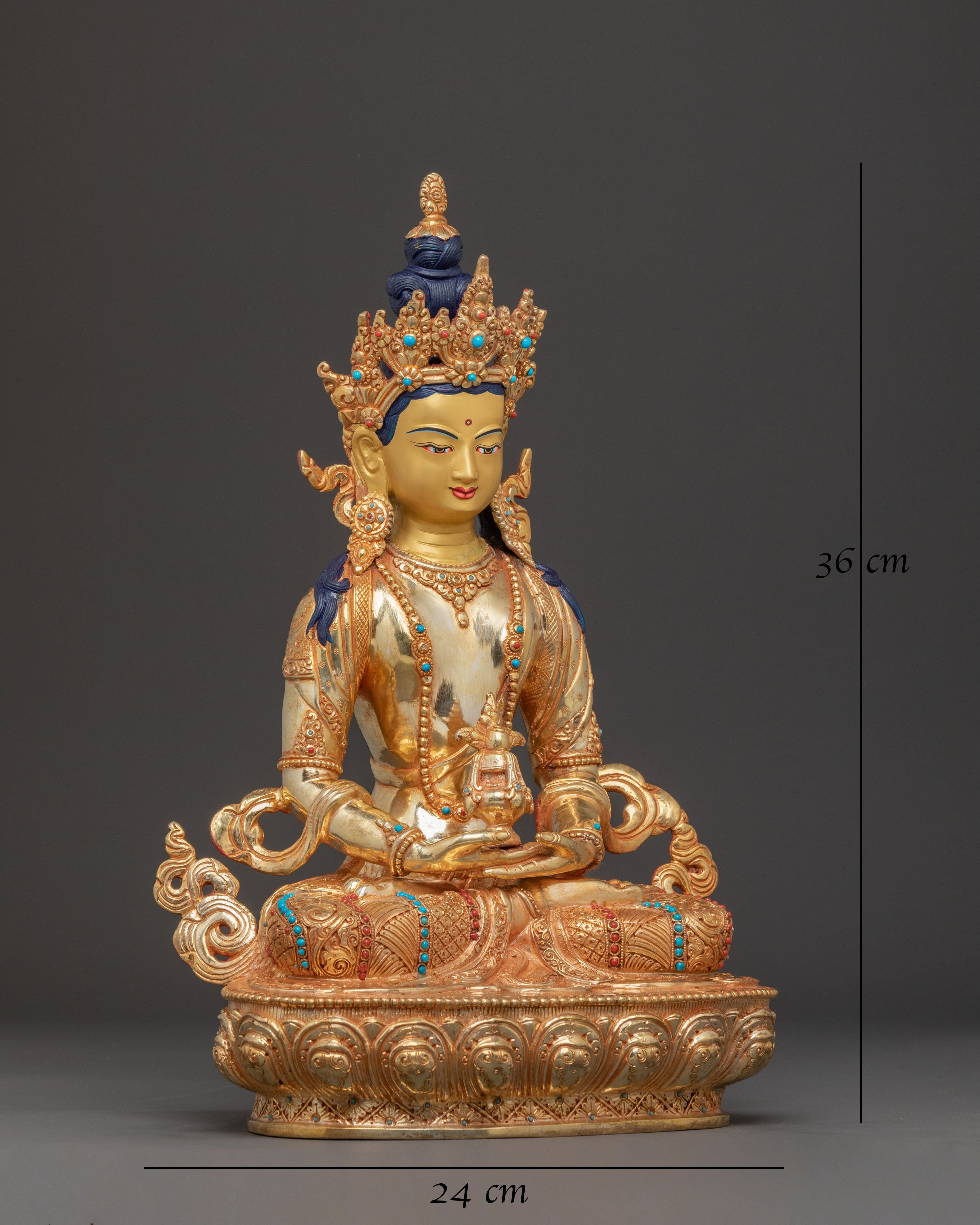 Longevity Amitayus 24K Gold Gilded Statue - A Sacred Art