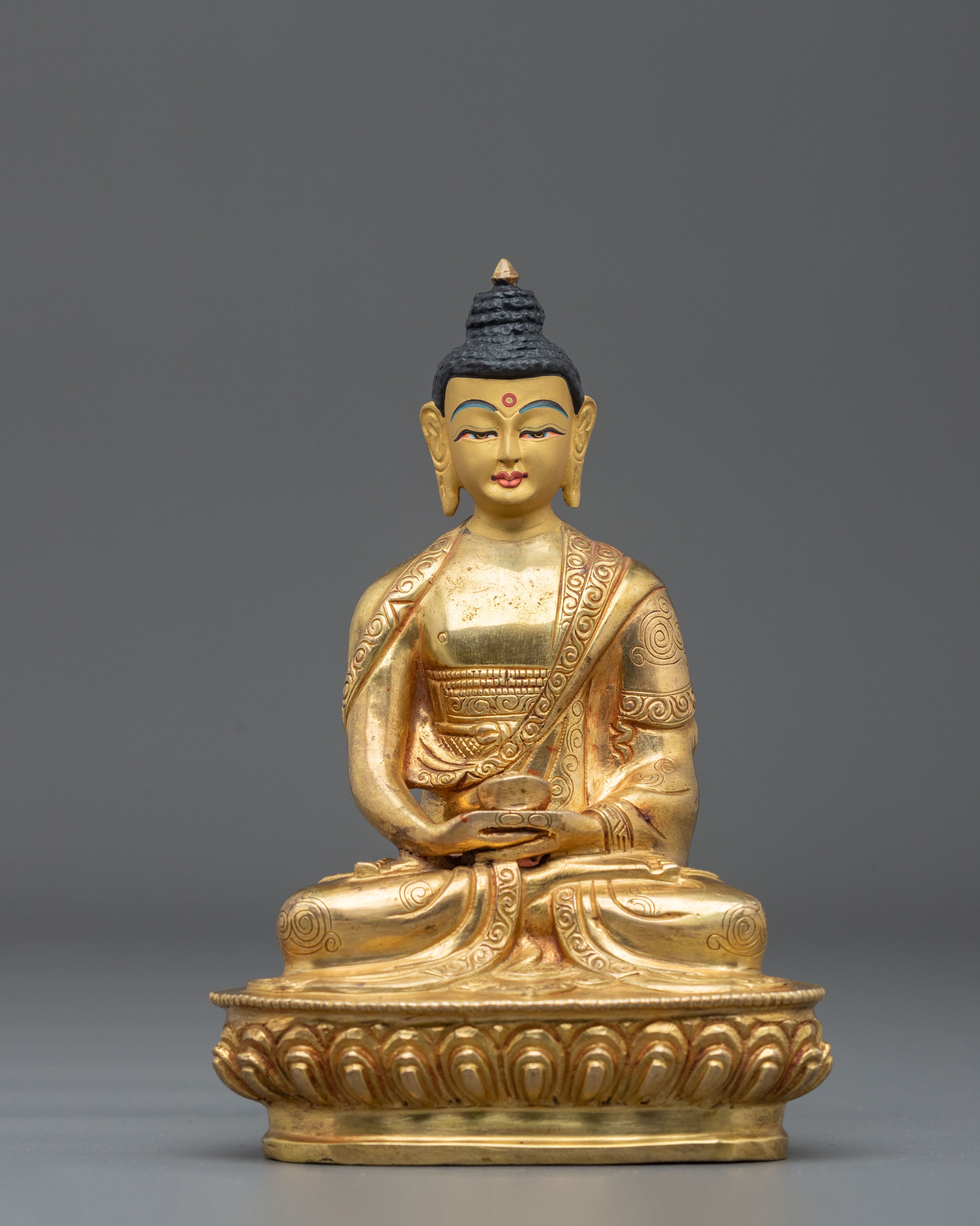 Hand-Carved Amitabha Buddha Statue | Serene & Gold Gilded