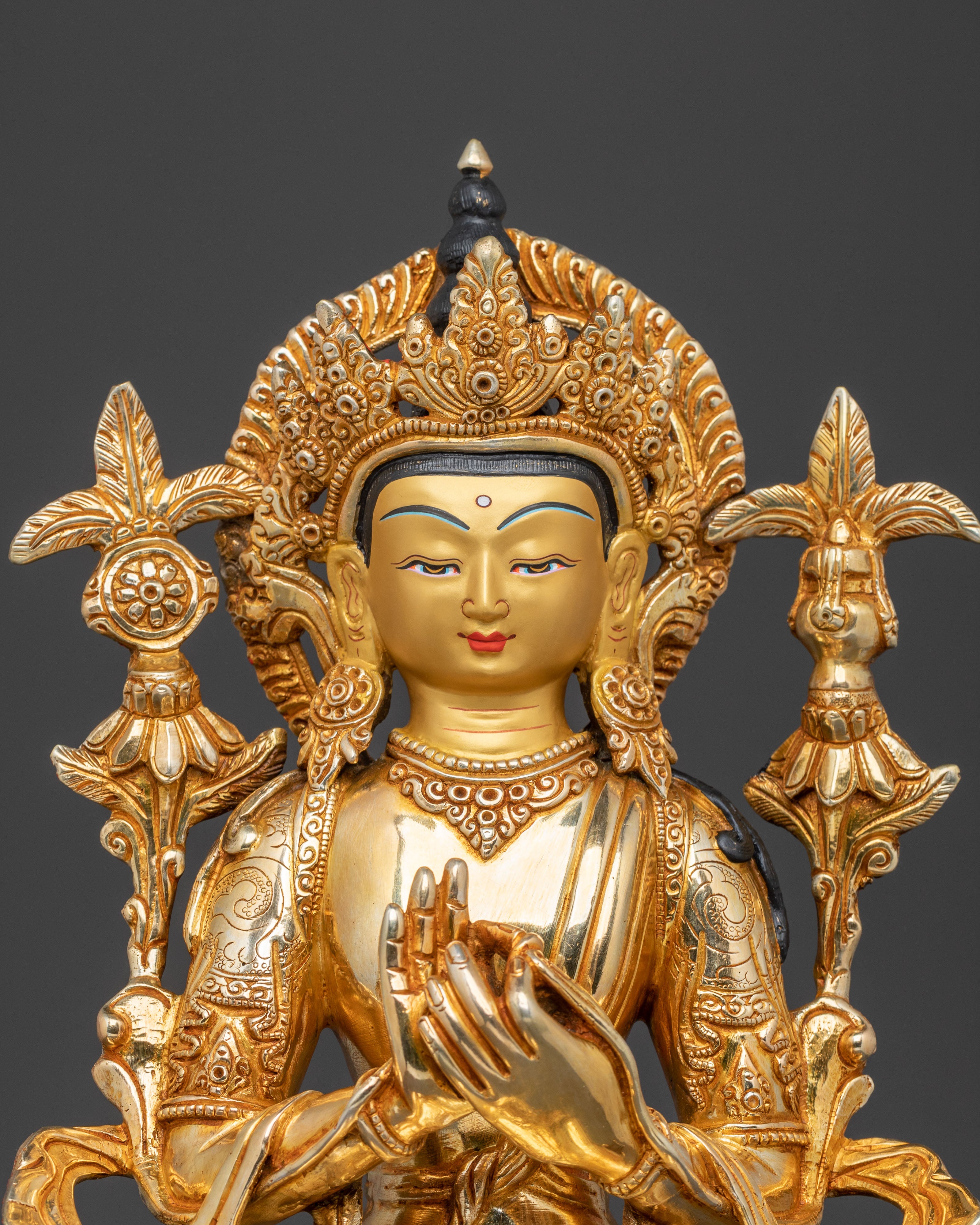 Maitreya Buddha Statue | Serene 24K Gold Gilded