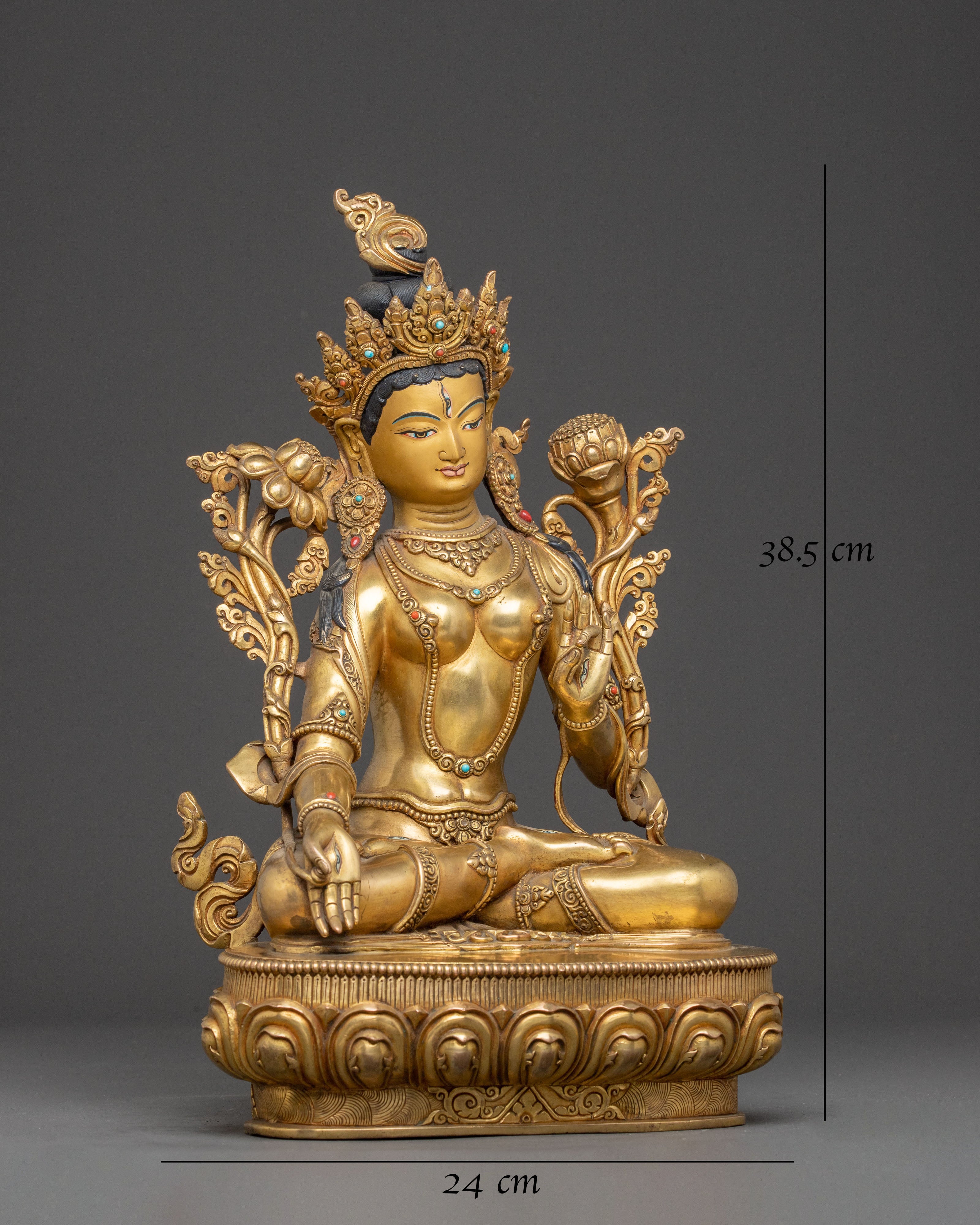 Handcrafted White Tara Statue: Peaceful Bodhisattva Deity of Longevity