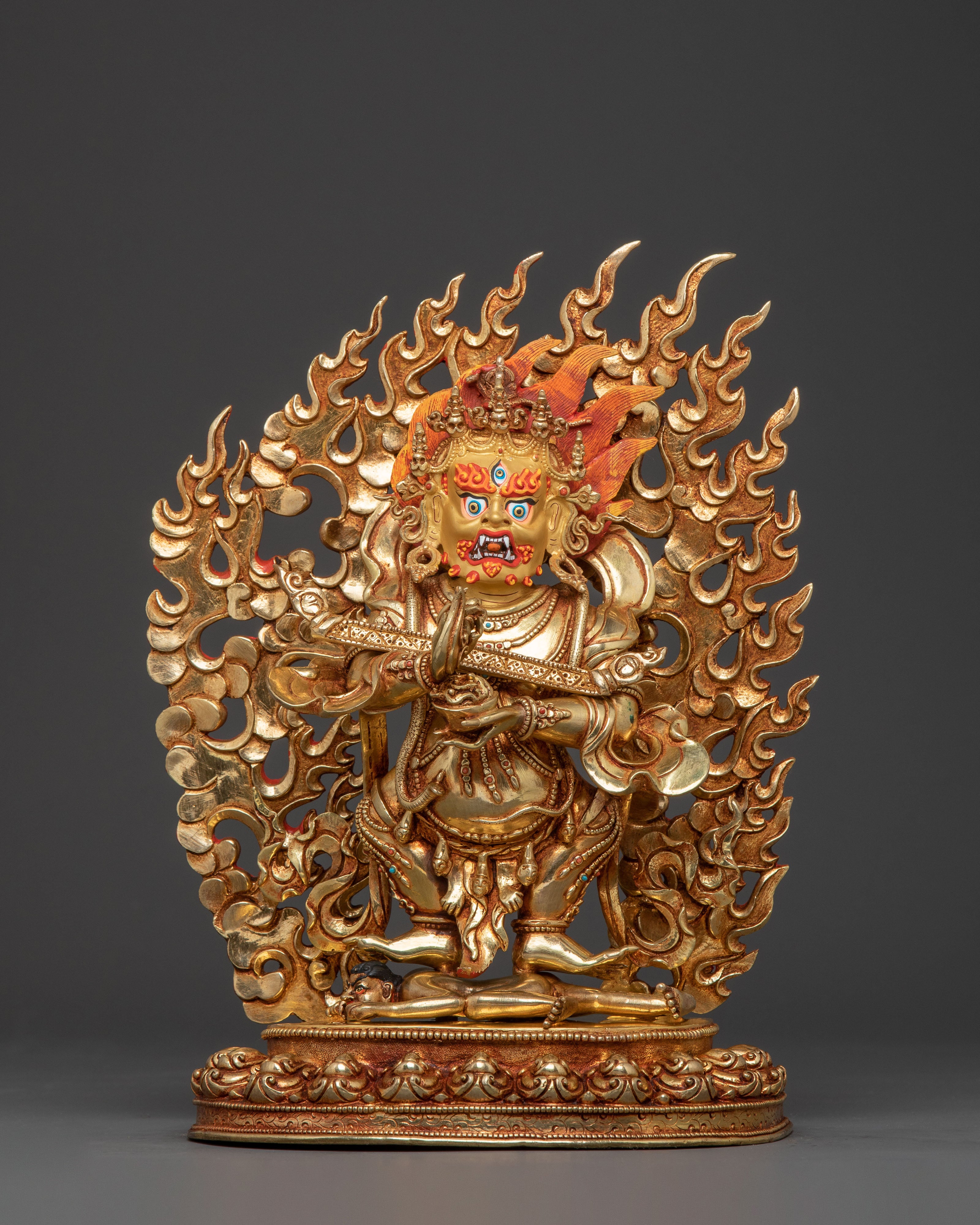 Shakya Mahakala Holy Statue | Hand-Gilded Copper Art
