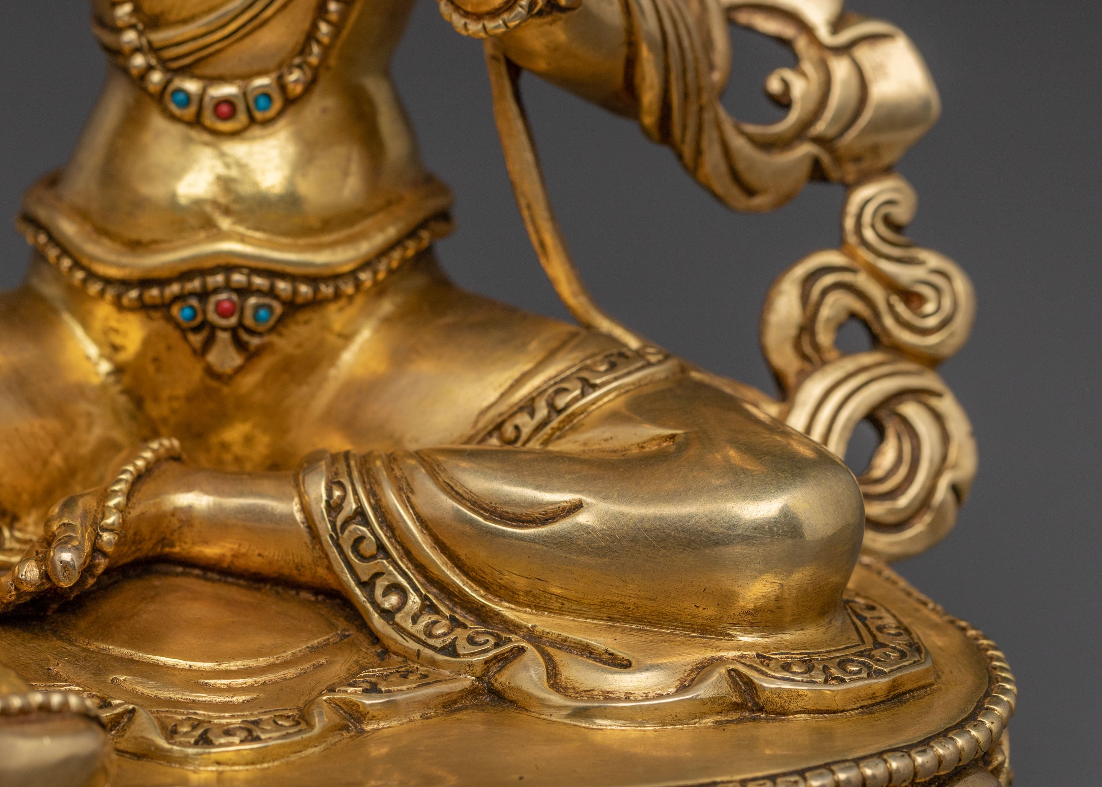 Serene Green Tara Sacred Statue – Gilded Copper Artwork