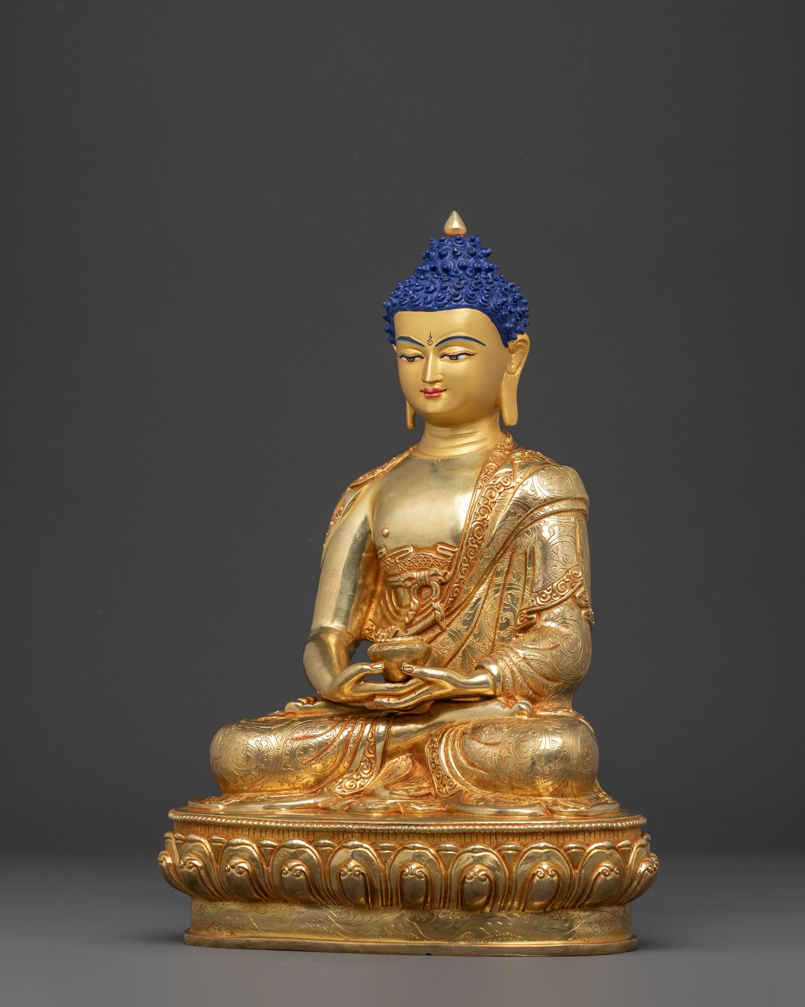24k Gold Gilded Amitabha Buddha Spiritual Statue – Exquisite Copper Art
