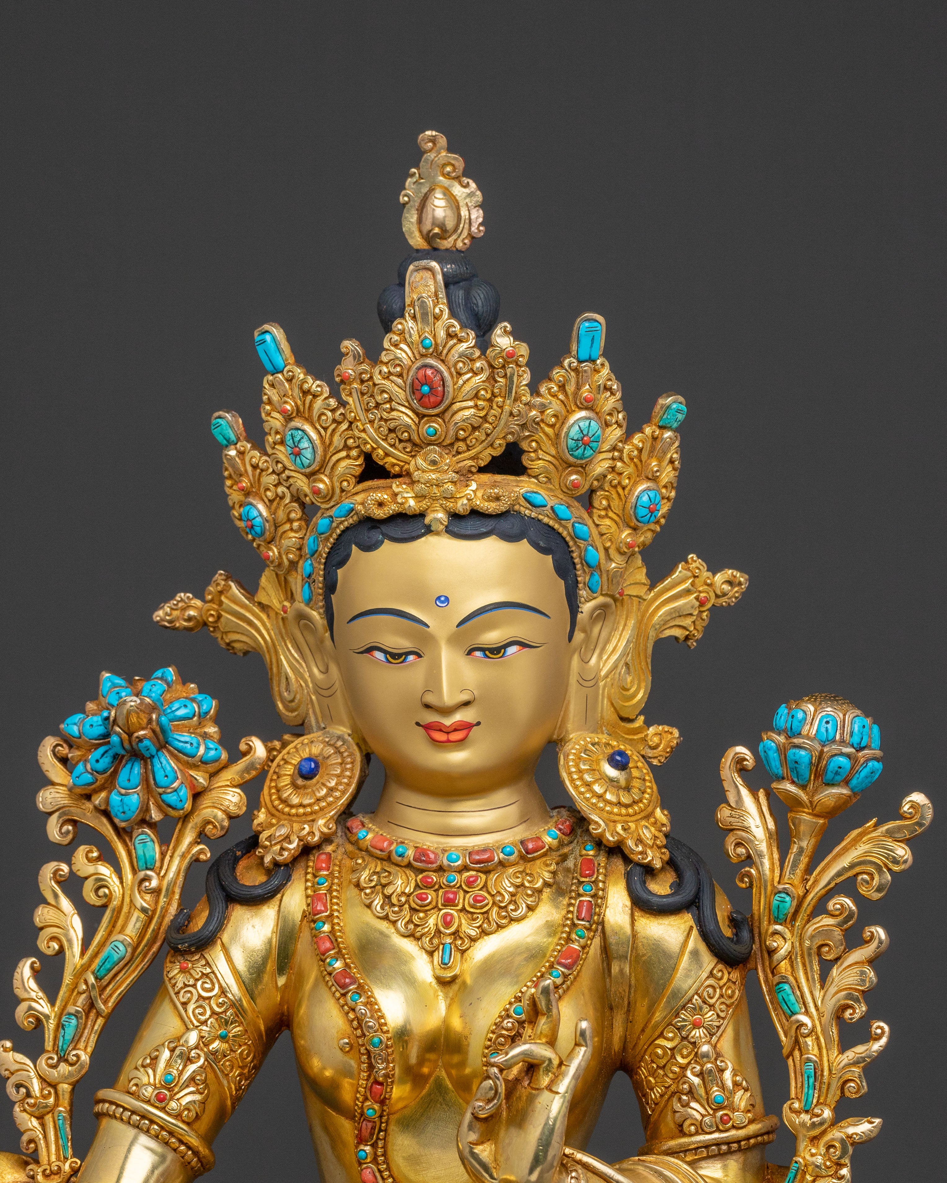 24K Gold Gilded Green Tara Statue | Liberator Figure